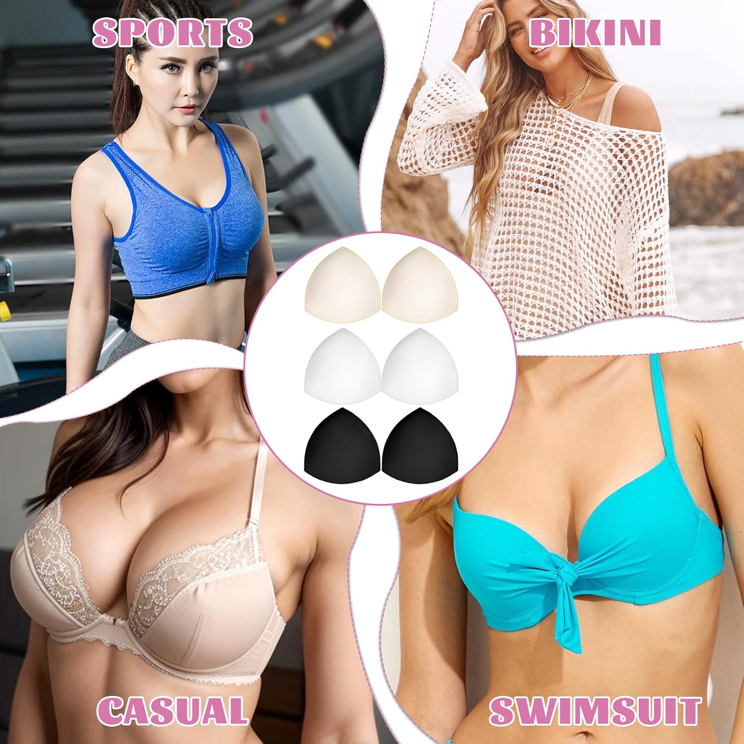18 Pairs Bra Pads Inserts Removable Triangle Push Up Cups Breast Enhancers Inserts for Women Sports Bras Swimwear Yoga - Image 8