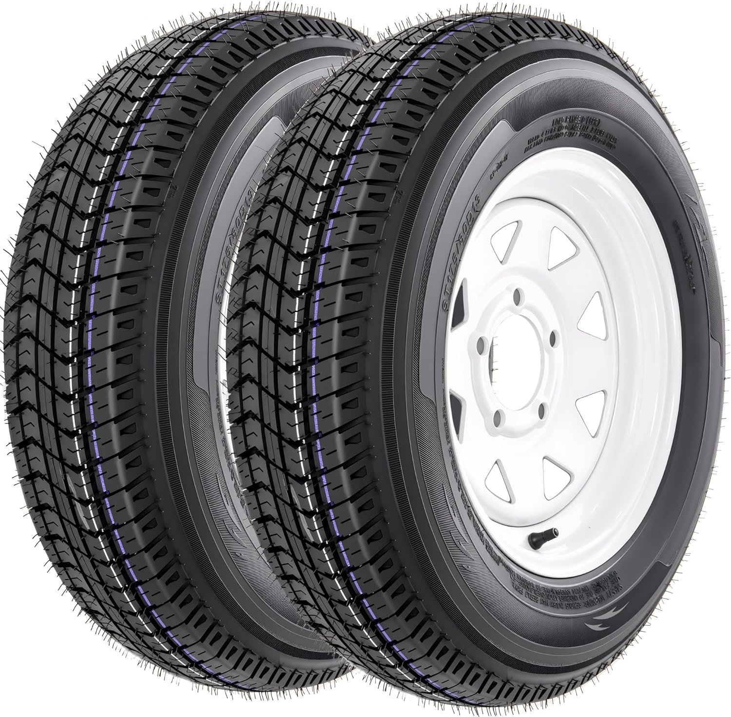 Set of 2 ST175/80D13 Trailer Tires and Wheel Assembly, 6-Ply Heavy Duty, 13" Rim, 5 Lug on 4.5" PCD, 1360 lbs Capacity for Boat, Utility, Lawn Trailer