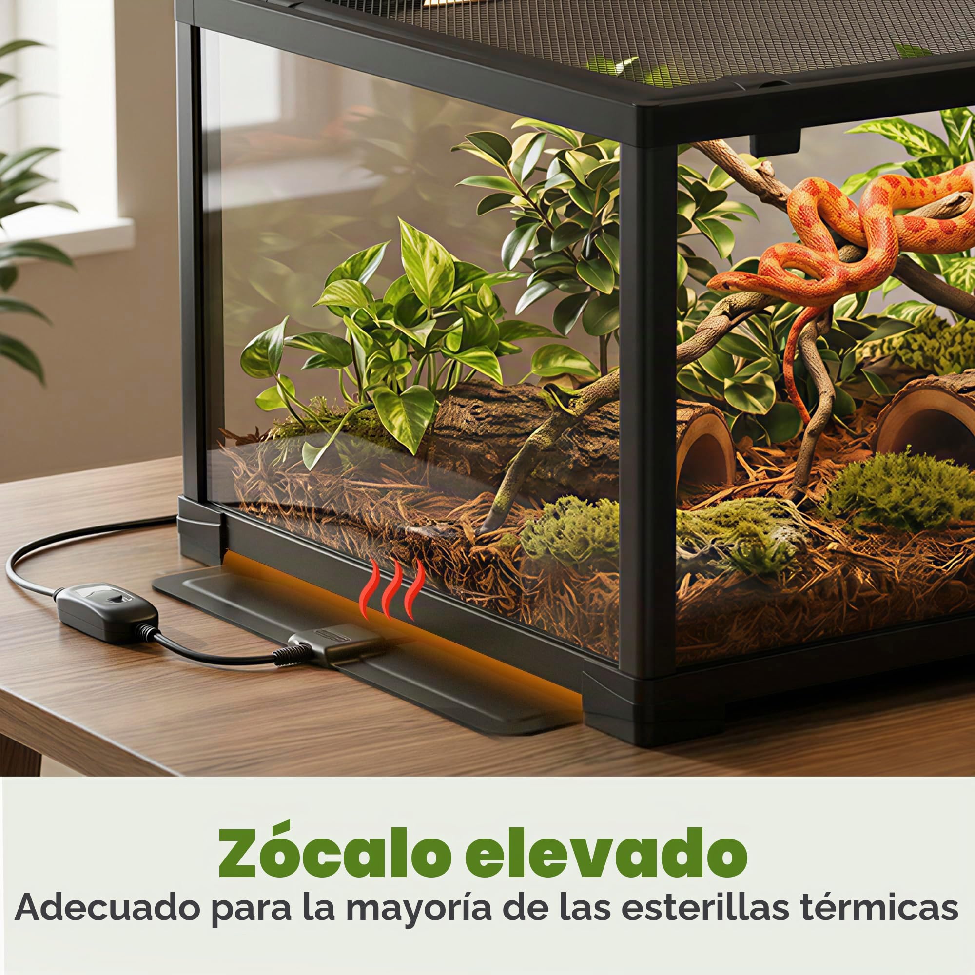 Terrario PawHut para reptiles, terrario de vidrio para reptiles con puerta corredera, cierre a prueba de fugas para tarántulas, lagartos, caracoles, negro, 60 x 45 x 32 cm