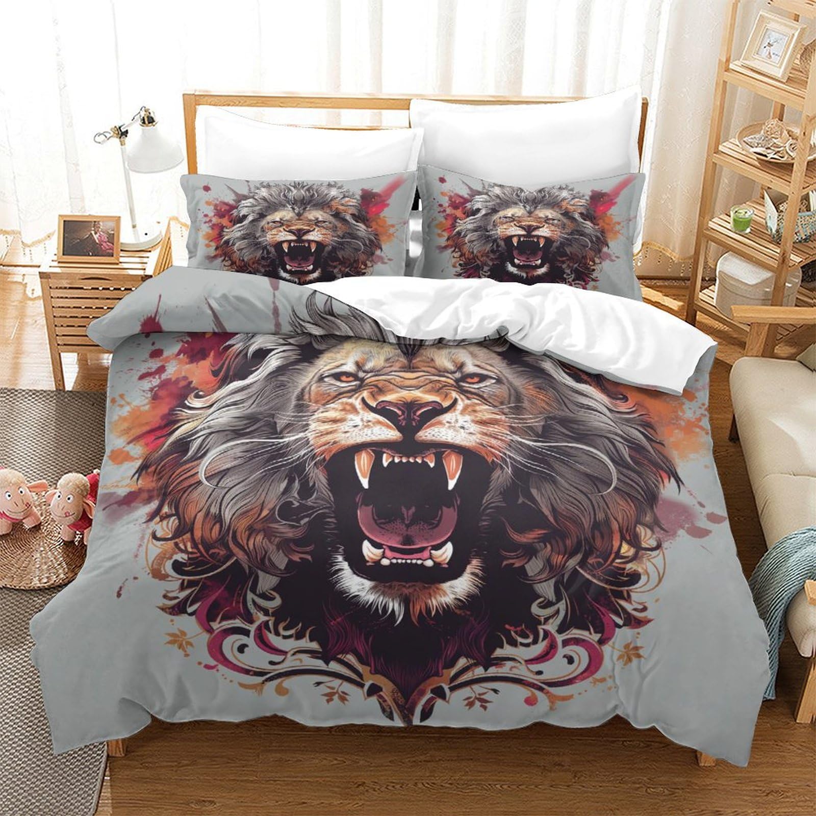 Housse de couette hypoallergénique lion 260 x 220 cm