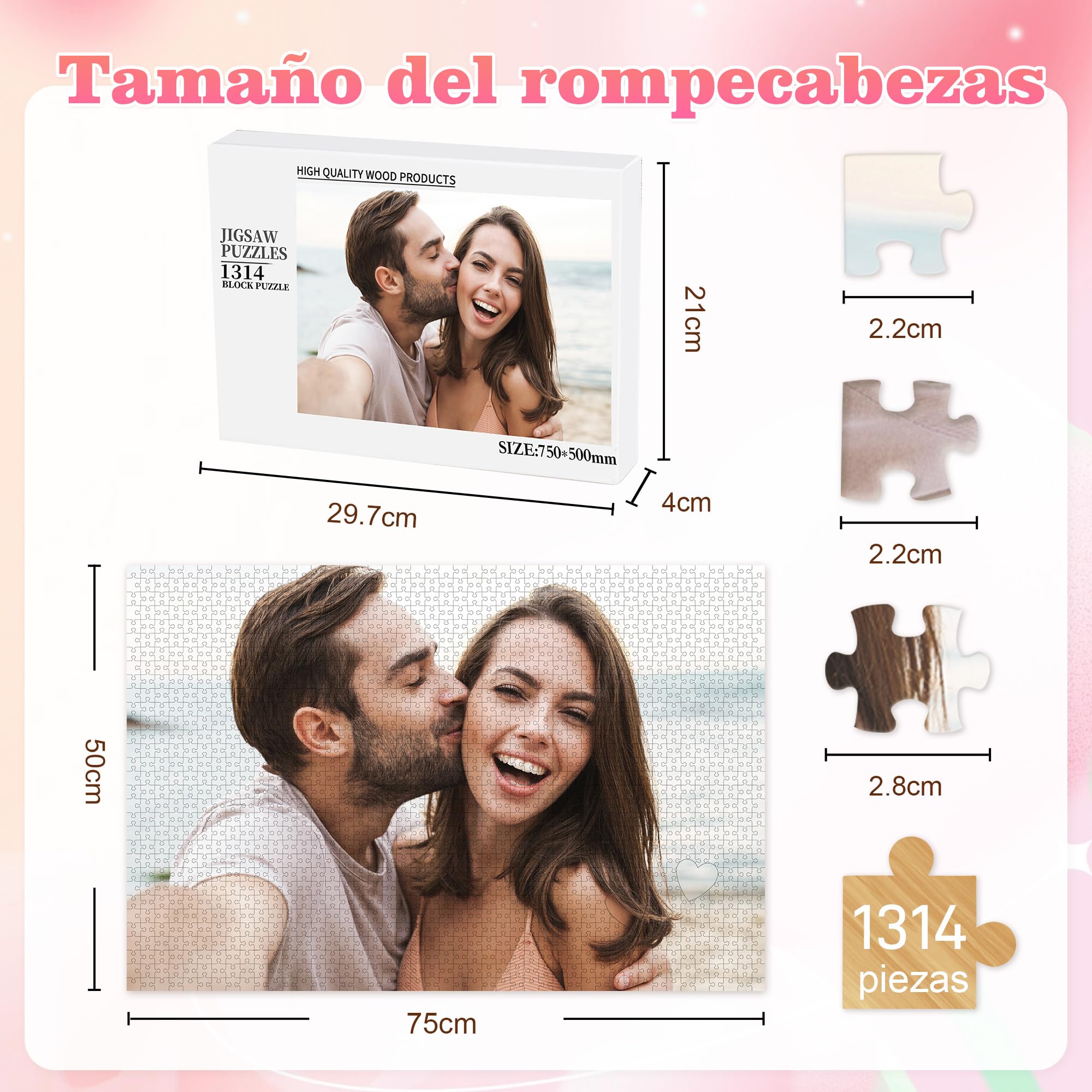 Puzzle Personalizado con Foto, Rompecabezas Personalizado con Foto y Texto | Puzzle Personalizado para Adultos y Niños, Regalo Original para Pareja, Familia o Amigos, Horizontal/Vertical