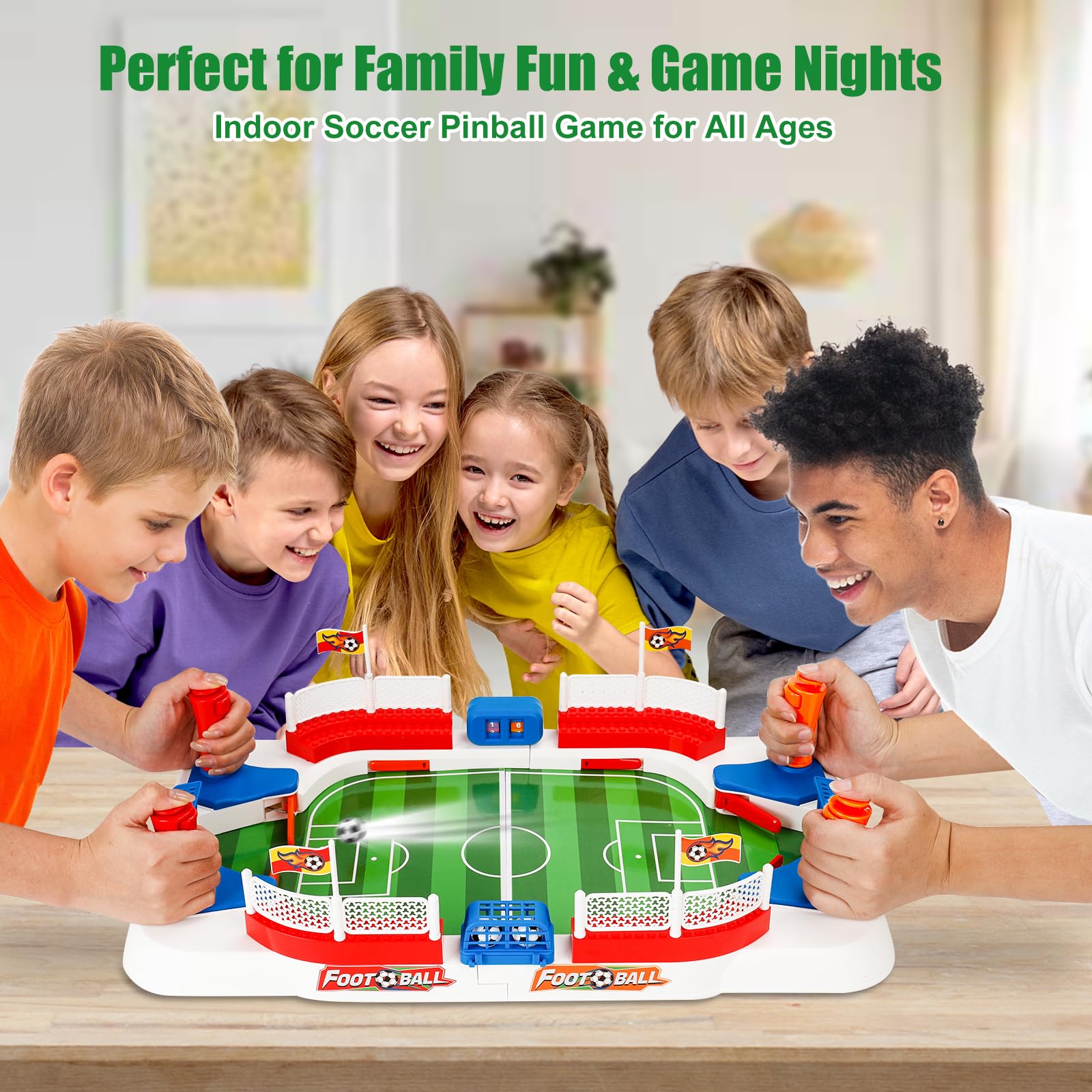 Futbolin para Niños Adultos Juguetes Niños 4-11 Años Regalos Futbol para Juegos de Mesa Mini Futbolin Regalo 4 5 6 7 8-12 Años, Fútbol Navidad Cumpleaños Copa del Mundo 2026