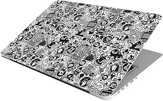 Laptop Skin Stickers HD Quality Sticker for Laptops Upto 15.6" Compatible with Apple/Dell/HP/Lenovo/Acer/Asus/Sony (Dustproof|Waterproof|Scratchproof|Reusable) - BW Doodle