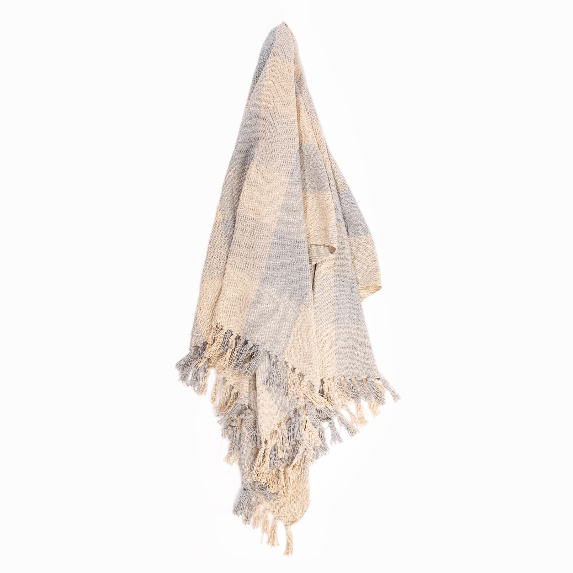 Sass & Belle Grey Gingham Throw