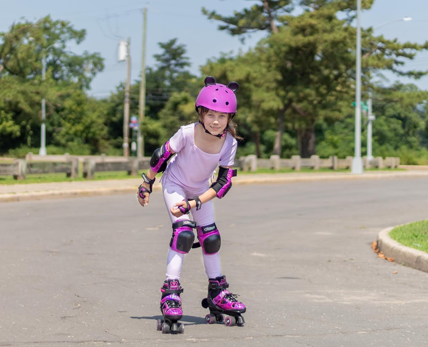 Nattork Kids Roller Skates for Girls Boys，Knee and Elbow Pads with Wrist Guards 6 in 1 Protective Gear Set