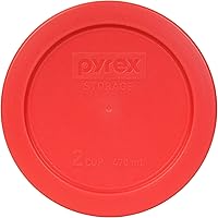 Vista 4 de Recipientes de vidrio, Pyrex, con tapa para almacenamiento de alimentos, Rojo
