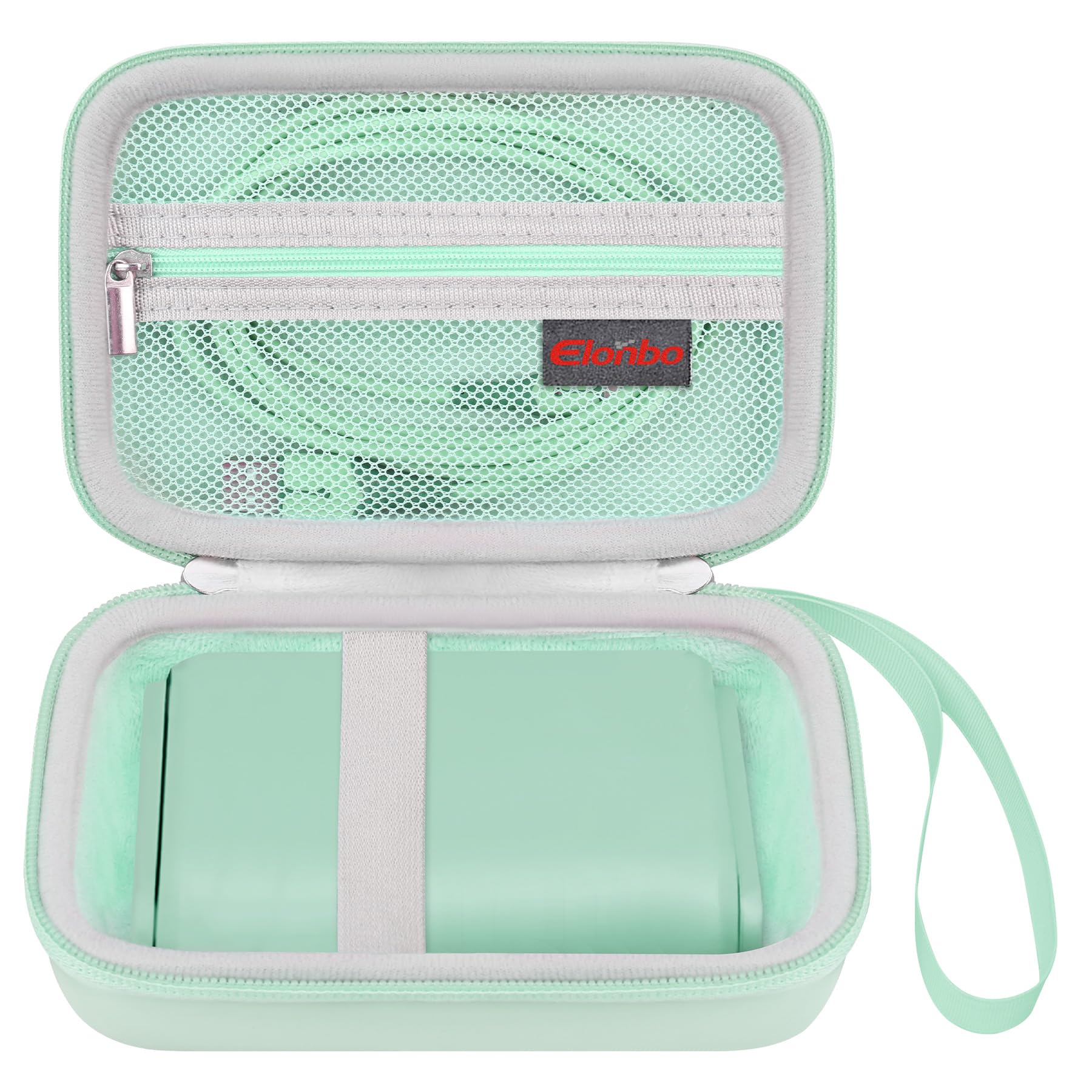 Elonbo Carrying Case for T02 Mini Printer, Compatible with Memoking/Omezizy/Memoqueen/Phomemo/Ponek T02 Portable Bluetooth Thermal Label Maker Travel Bag, Small Smart Handheld Labeler Holder, Green
