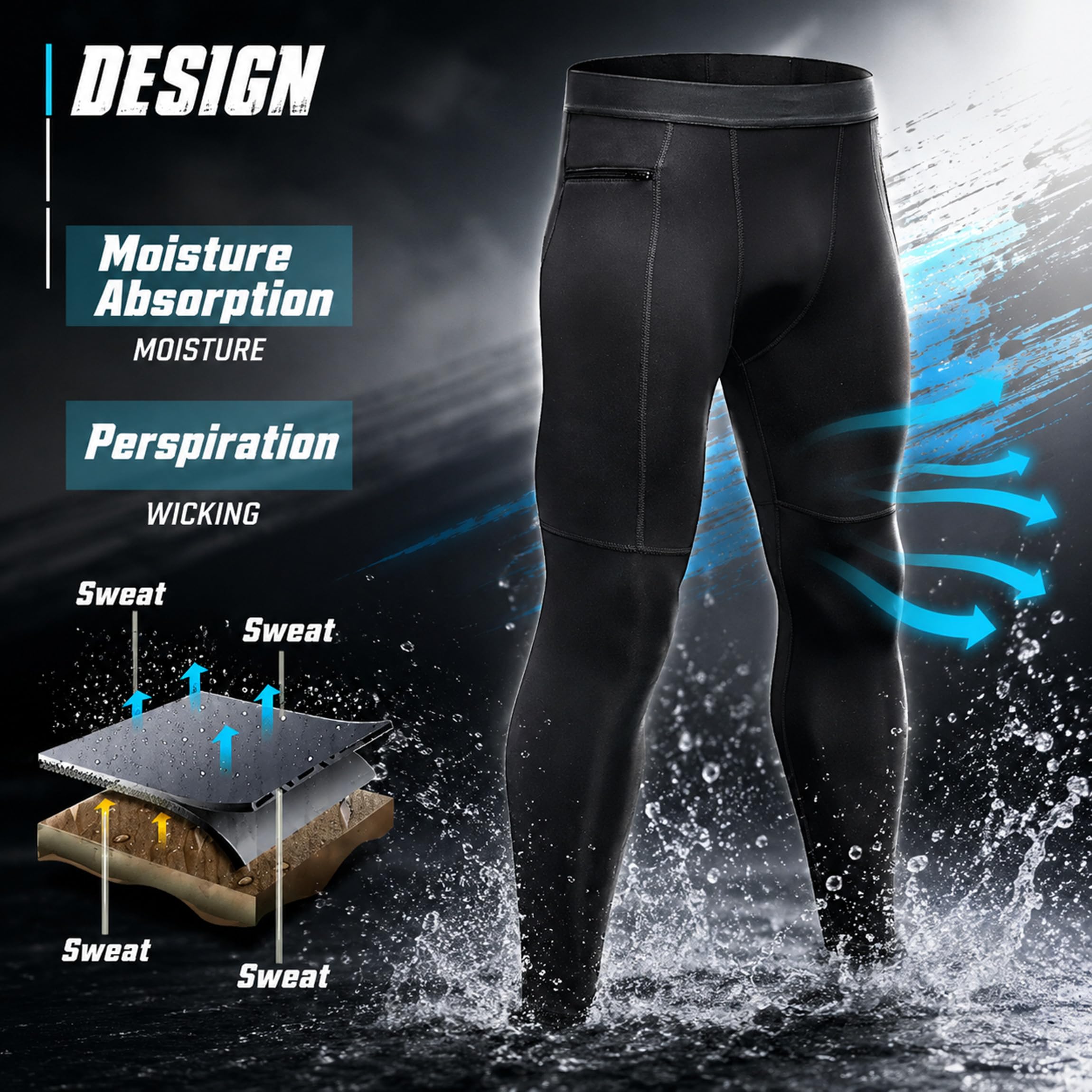 SANANG Pack de 3 Leggings de Compresión Hombre | Músculo Termorregulación for Running, Ciclismo, Gym