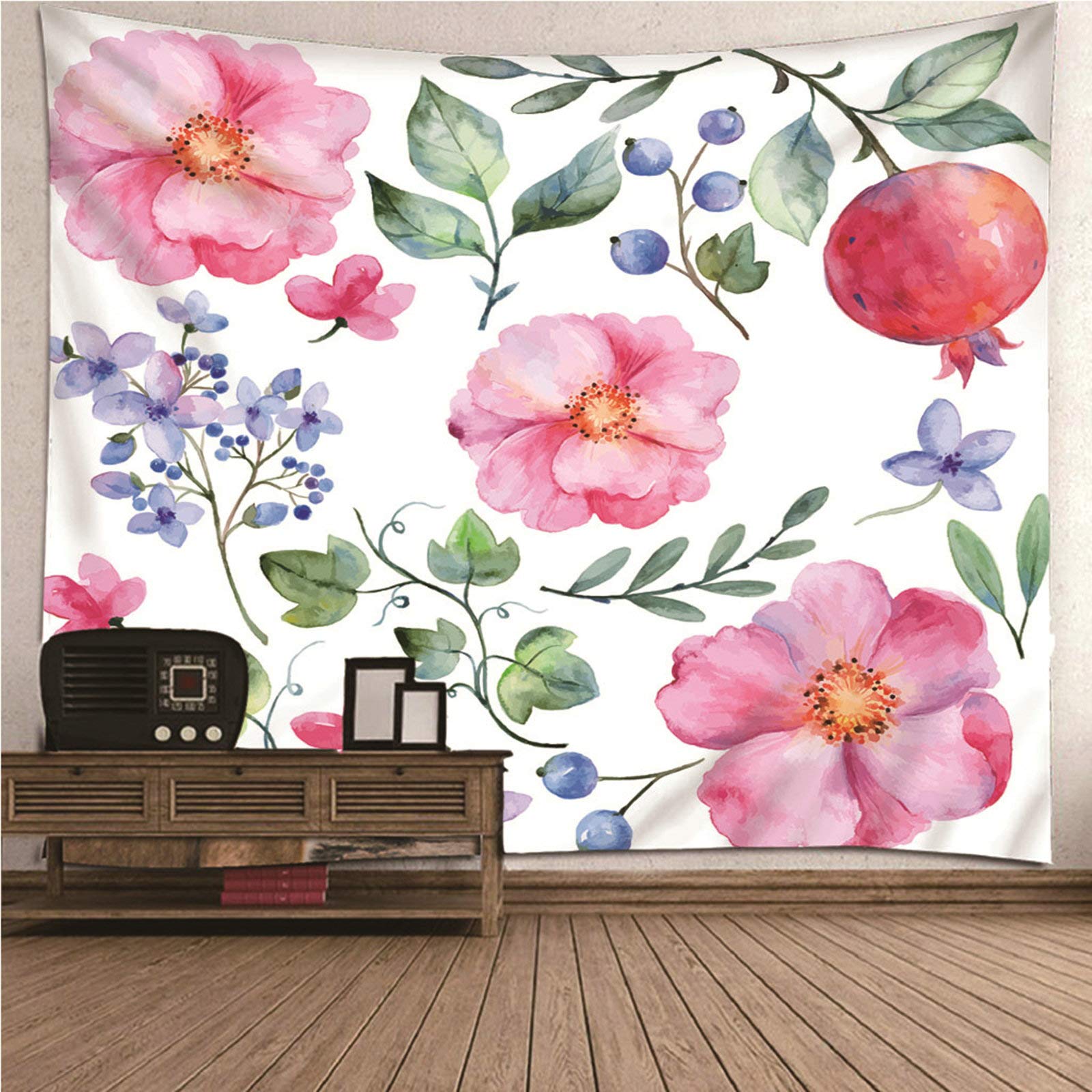 EHOMERY Small Tapestry Wall For Bedroom Nature Muticolor Flowers Hanging Blanket Living Room Art Décor 150X130Cm