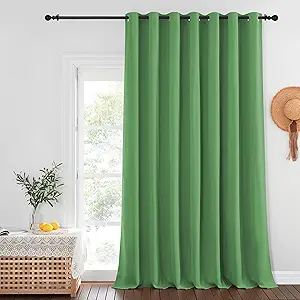 NICETOWN Patio Door Curtain Sound Blocking, Bedroom Privacy Room Divider Curtain, Thermal Insulated Blackout Closet Sliding Door Shade (1 Panel, 100" Wide x 120" Long, Froest Green)