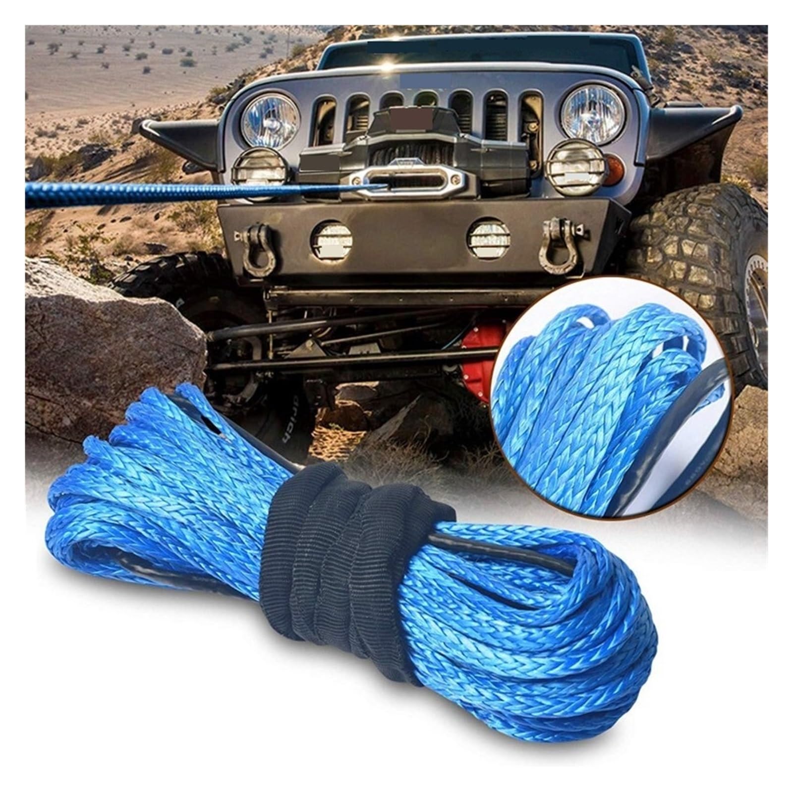 Linia Wciągarki 6mm/15M Kabel Syntetyczny Lina Holownicza 7000/5500LBs 1/4 ''linia Przyczepy Do SUV ATV UTV Ciężarówka Akcesoria Samochodowe Solidna I Niezawodna(Orange Mattress)