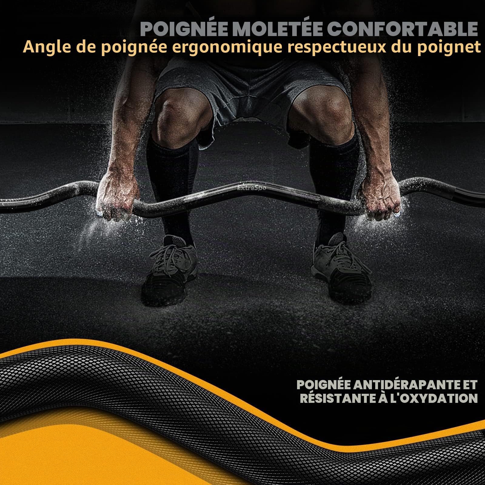 Barre de Musculation Ez Curl, Barre Courbée En Acier Fileté de 119 cmpour Disques Standard de 2,5 Cm, Capacité De 100 Kg, ldéale pour LaMusculation à Domicile Ou En Salle De Sport