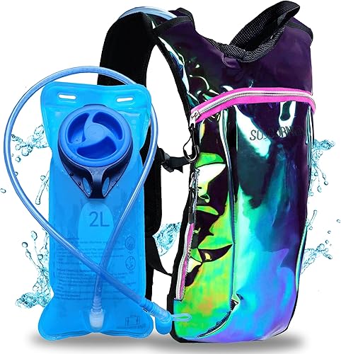 Sojourner - Mochila de hidratación, cubierta de agua de 2L incluida para festivales, raves, senderismo, ciclismo, escalada, carrera y más