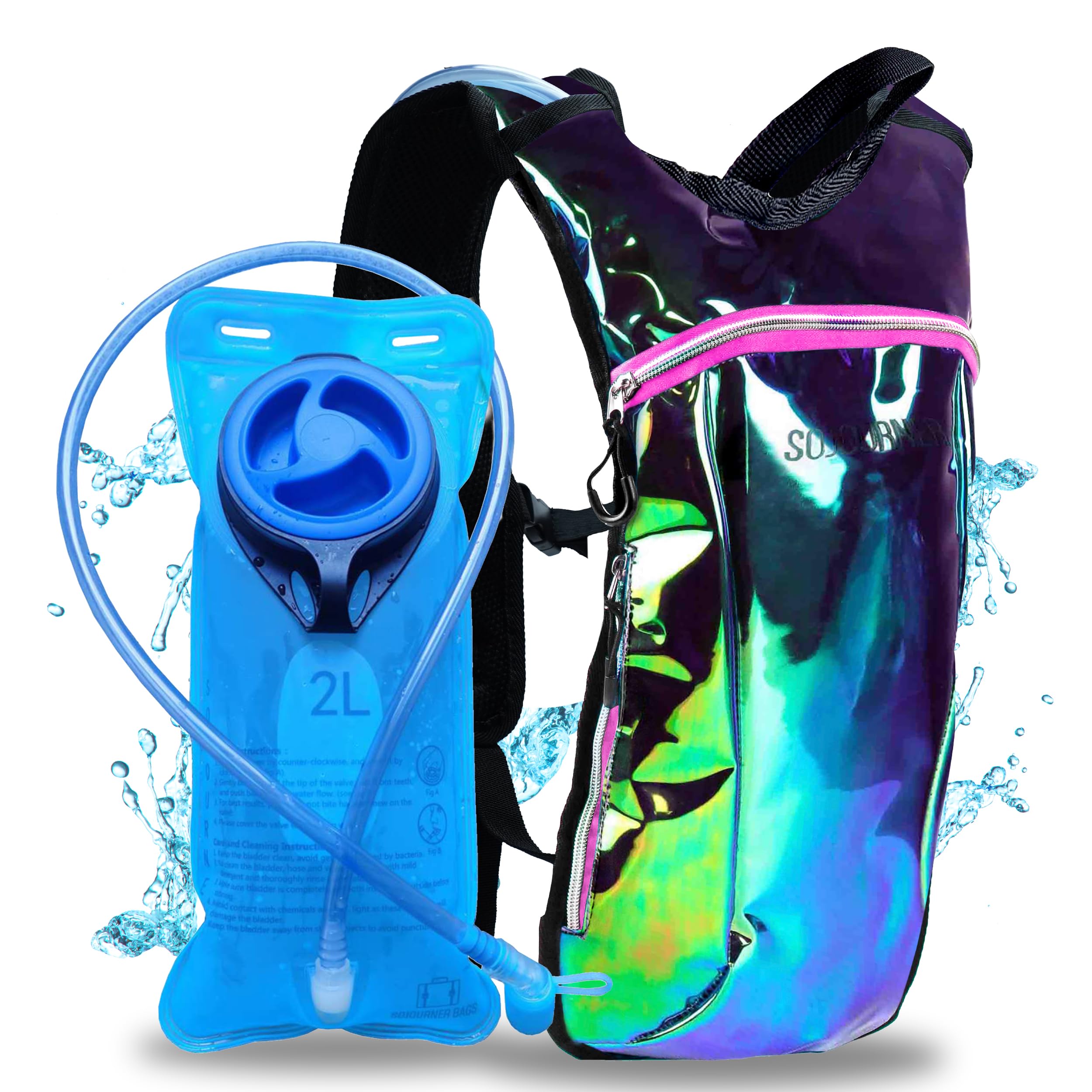 Sojourner Rave Hydration Pack - Hydration Backpack - Hydropack with 2L Bladder - Water Backpack for Festivals, Hiking, Running, Biking and More