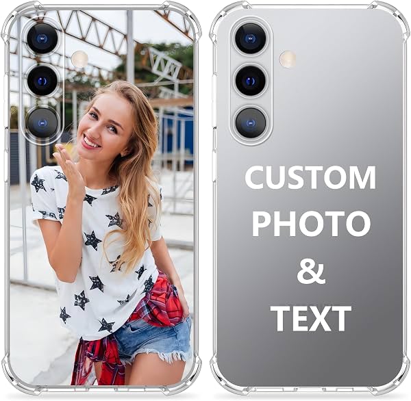 Funda de teléfono con foto personalizada para Samsung Galaxy S26 S25 S24 S23 S22 S21 S20 +Plus FE Ultra A56 A55 A54 A53 A52 A36 A35 A34 A33 A32 A26 A25 A24 A16 A15 A14, funda de TPU transparente suave personalizada (1 foto y texto)