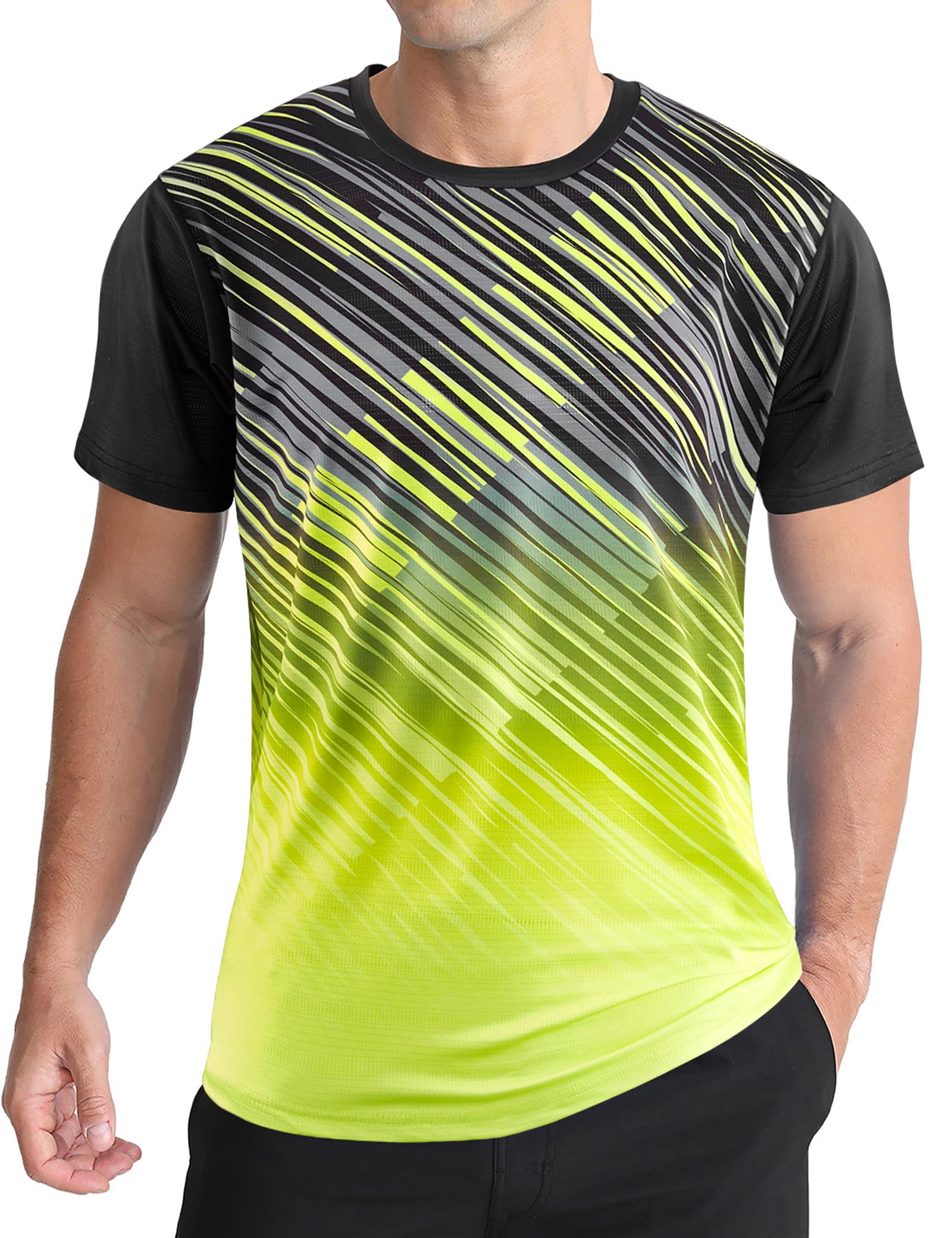 Mens Athletic T-Shirt Performance Gym Shirt Quick Dry Moisture Wicking Running Workout Short Sleeve Tops