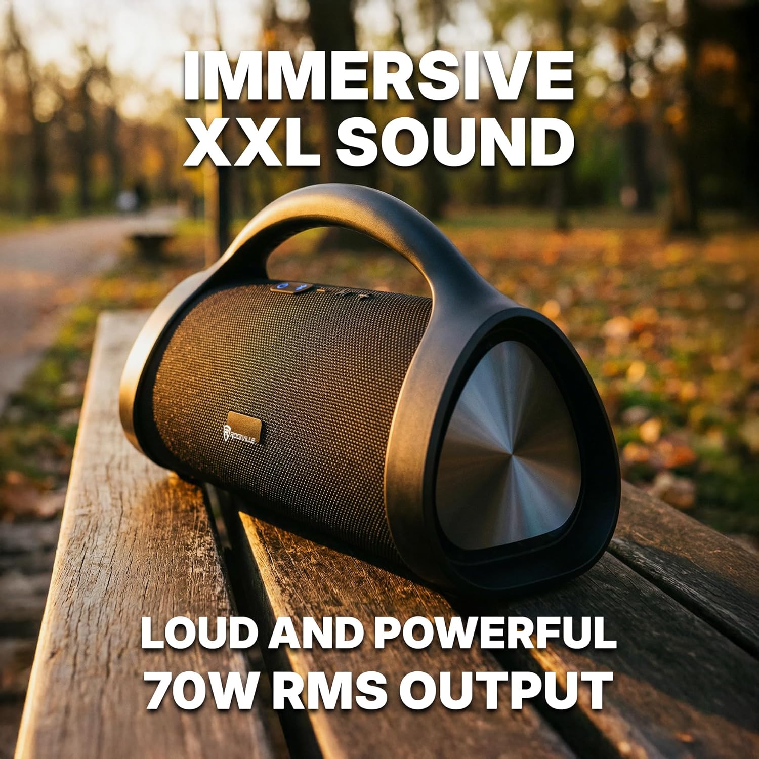 Rockville Sonic-XXL 70W Portable Bluetooth Speaker, Deep Bass, IPX5 Water-Resistant, 33 Ft Bluetooth Range, 24-Hour Battery, USB/SD Playback, for Outdoor Use
