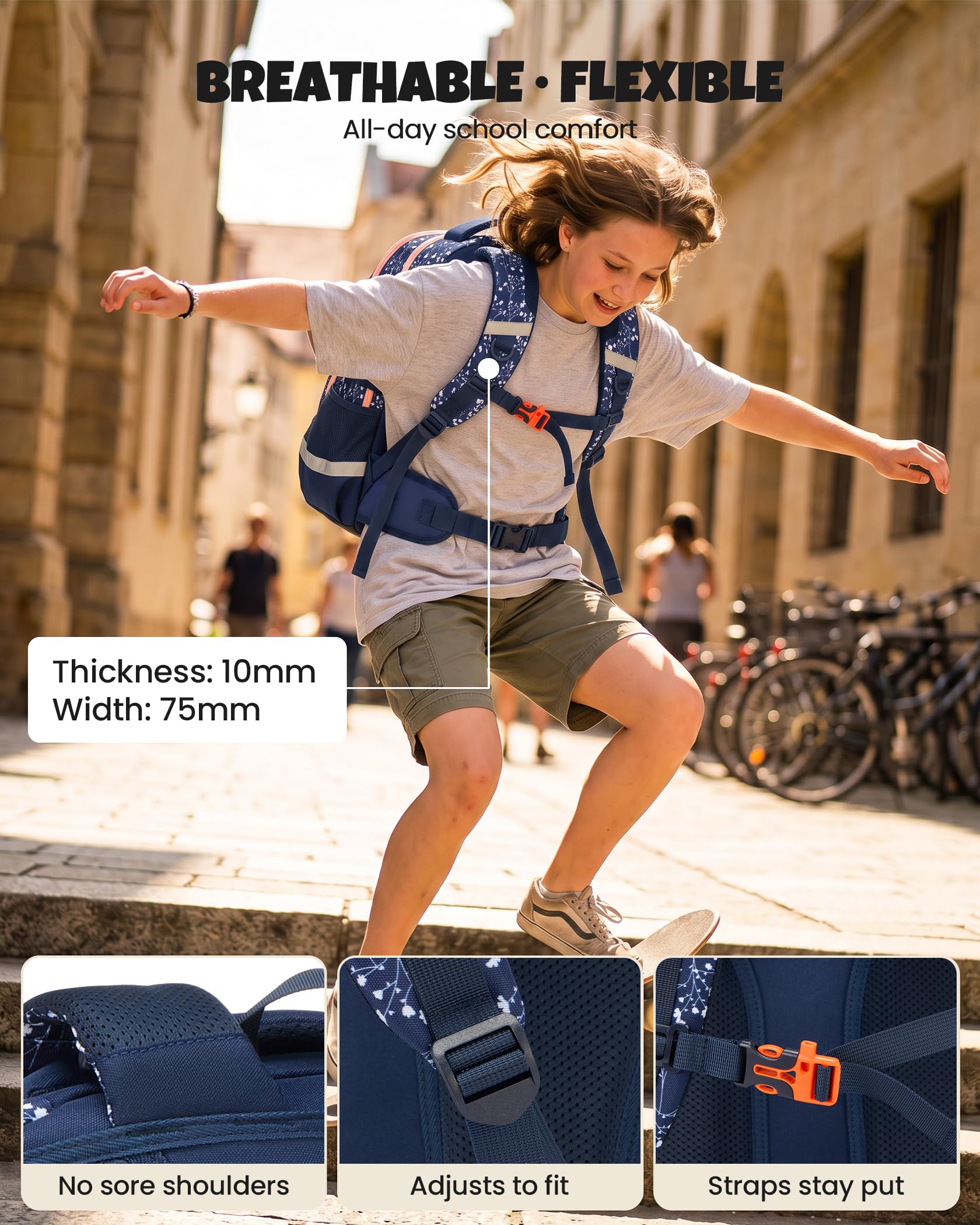 Amythe Ergo Schulranzen Mädchen Teenager Rucksack für Schule, Outdoor