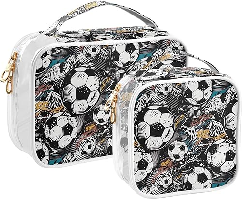 Miniatura 2 de Funny Soccer Clear Toiletry Bag for Traveling,2 Pack Makeup Cosmetic Bag with Zipper,Travel Bag for Toiletries,Travel Essentials 21214837