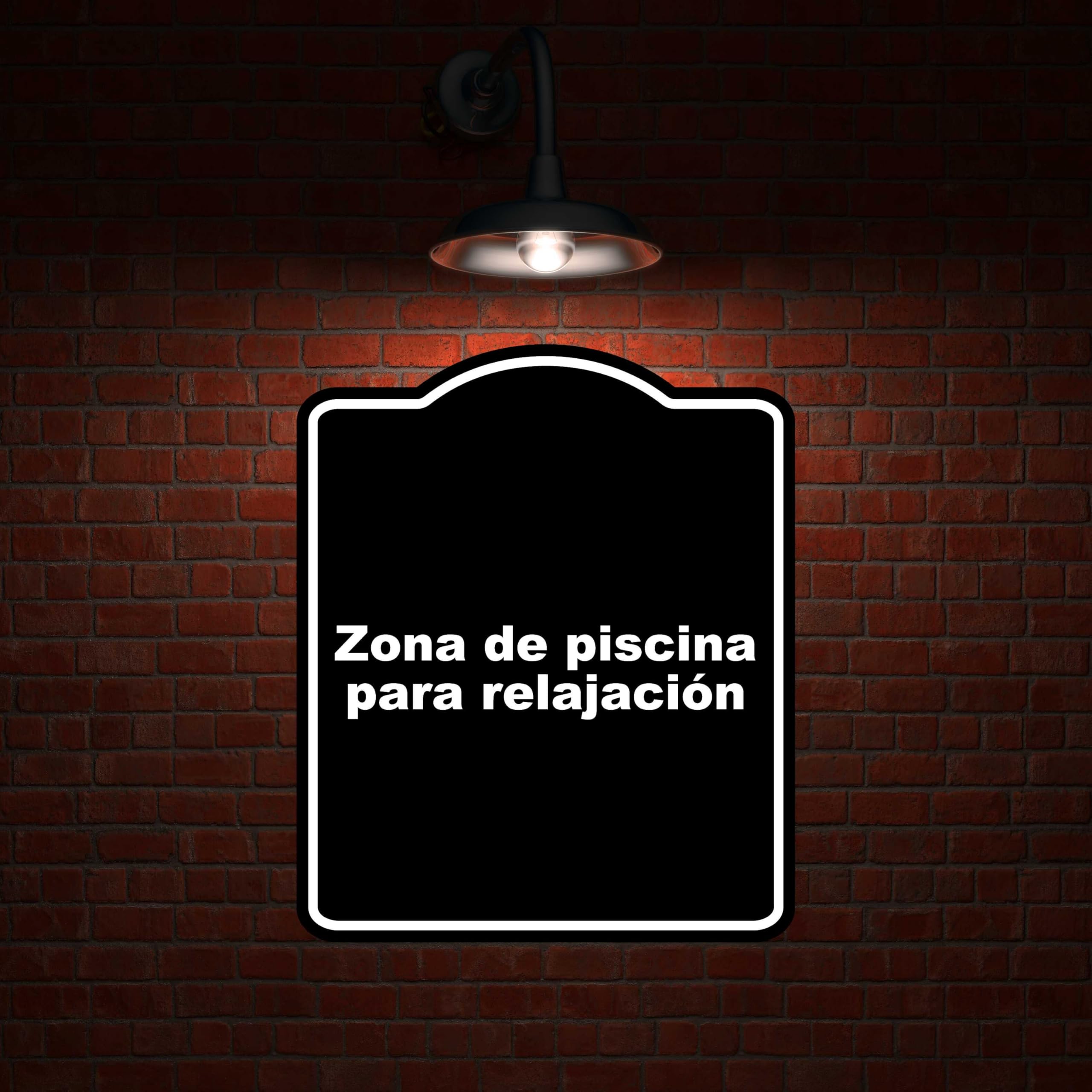 Zona de piscina para relajación BLACK Aluminum Composite Sign 8.5 x 10 inches