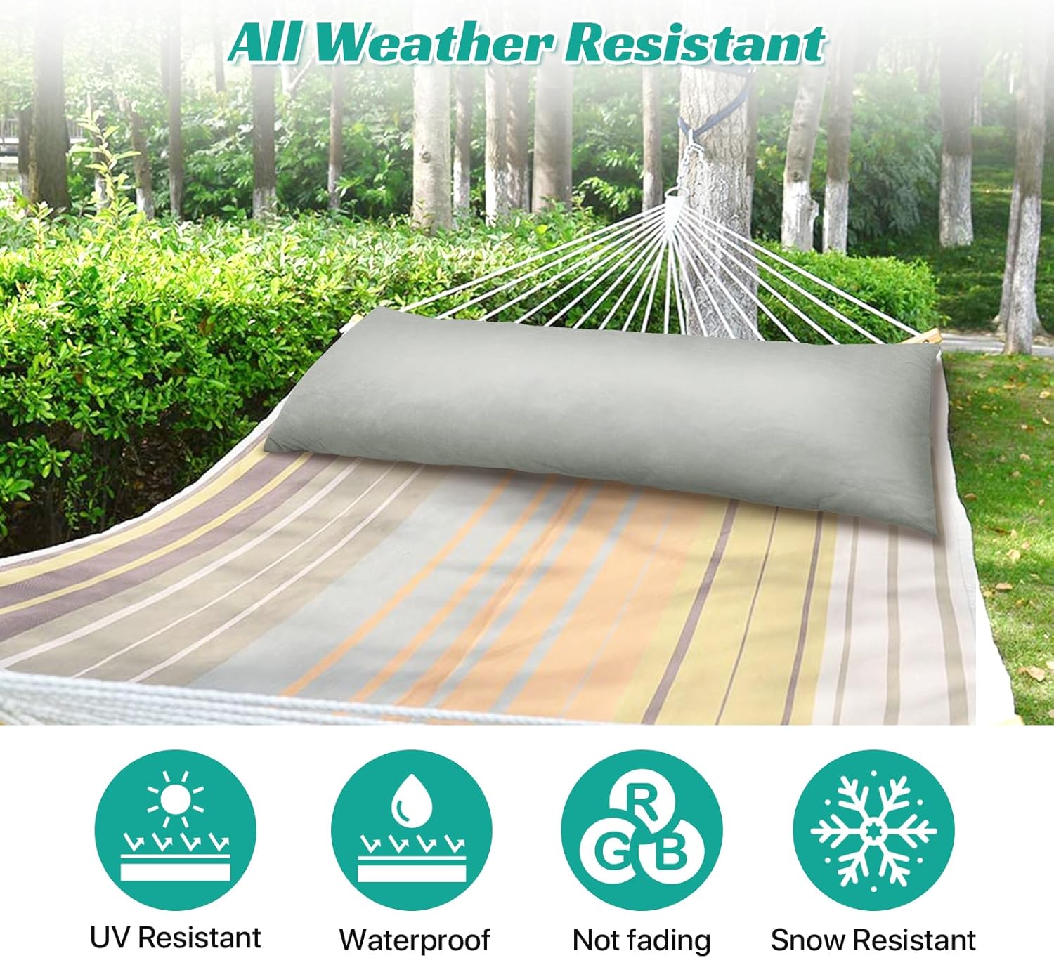 Condition photo showing New/Like New for hammock pillows outdoor waterproof with ties, 40.5" l x14.5 wx4 h extra large hammock cushion all weather resistance outdoor pillow for hammock, patio furniture, camping