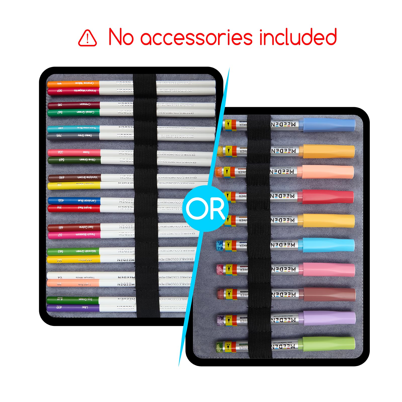 MEEDEN Trousse de rangement pour marqueurs et crayons : pochette en cuir synthétique de qualité supérieure doublée de velours soyeux – Trousse de grande capacité pour stylos plume et stylos roller