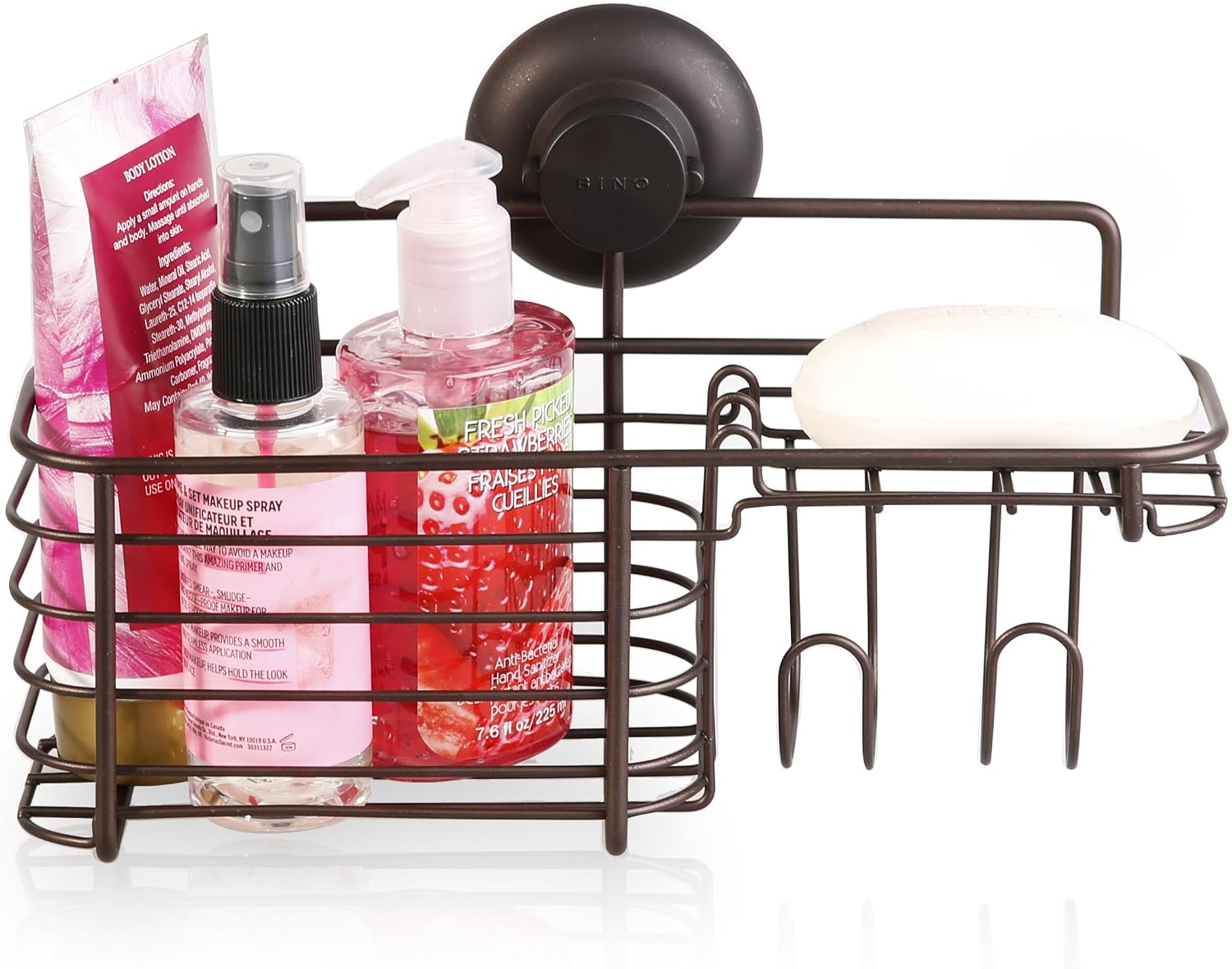 BINO SMARTSUCTION Rust-Resistant Bronze Shower Caddy, Combo Basket