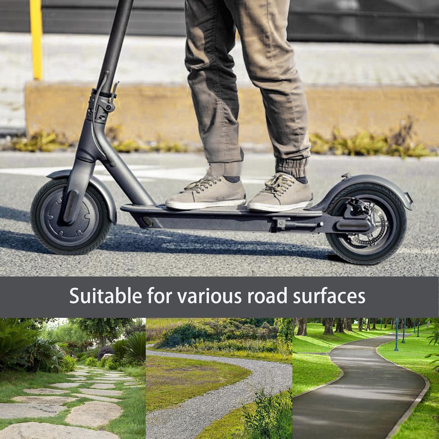 60/70-6.5 Scooter Tire, 2pcs 10 x 2.5 Solid Tires，Replacement Wheel Compatible with 10x2.5-6.5 Rubber Scooter Tire