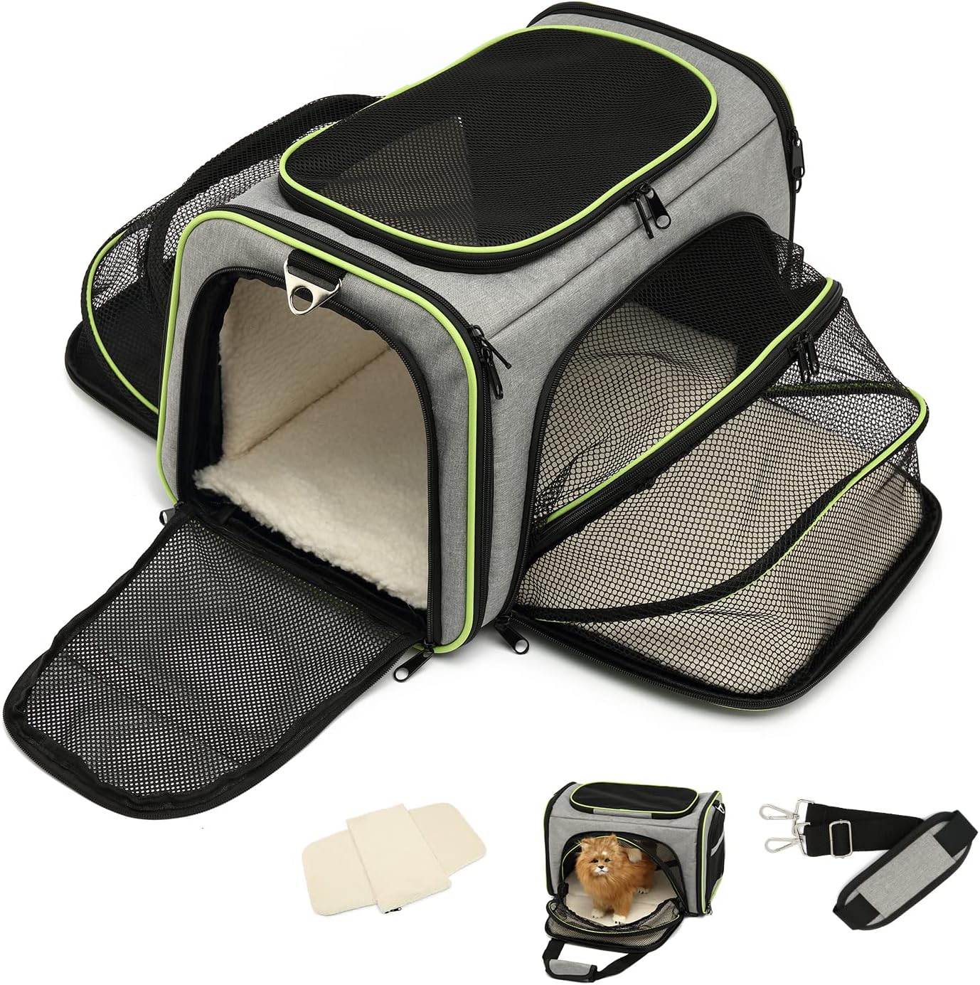 Cat Carrier for Cats Small Dog;4 Sides Expandable Pet Travel Carrier for Dogs with Airline Approved;Sided Collapsible Carrier for Kitten…
