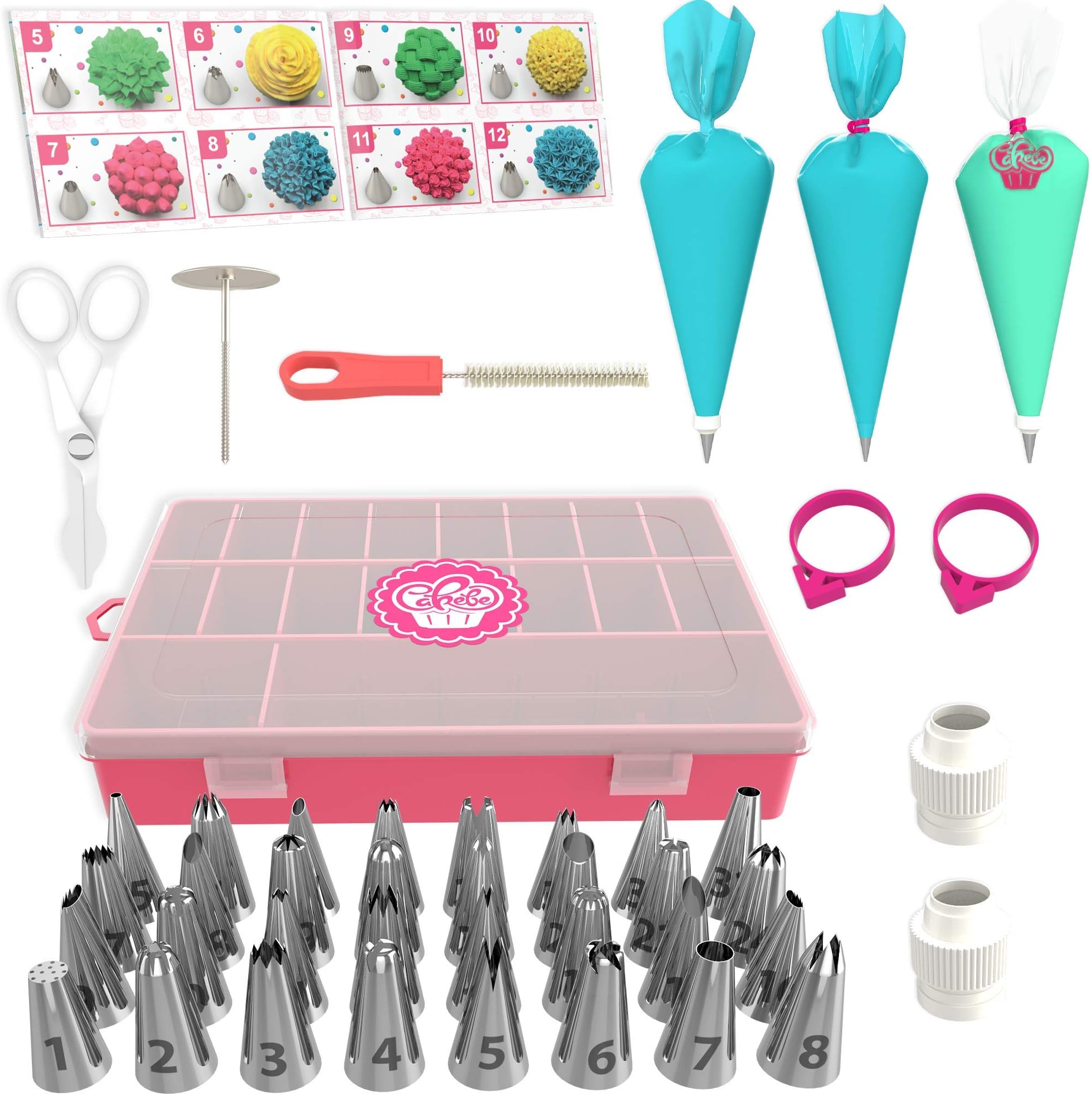 Cakebe Cupcake Decorating Kit 52 pcs Cake Decorating Kit and Cookie Decorating Kit Cake Decorating Set and Cookie Decorating Supplies with 32 Piping Tips