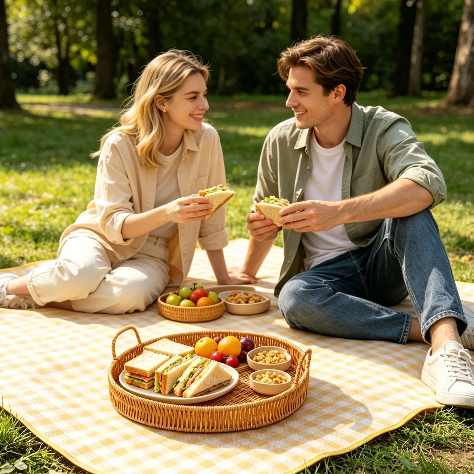 Cesti In Rattan Per Organizzare, Vassoio Organizzatore Leggero, Cesto Picnic In Rattan Artificiale, Leggero Snack Frutta Verdura Uova Bouquet Di Fiori Outdoor Spiaggia Picking Raccolta Cucina Soggiorn