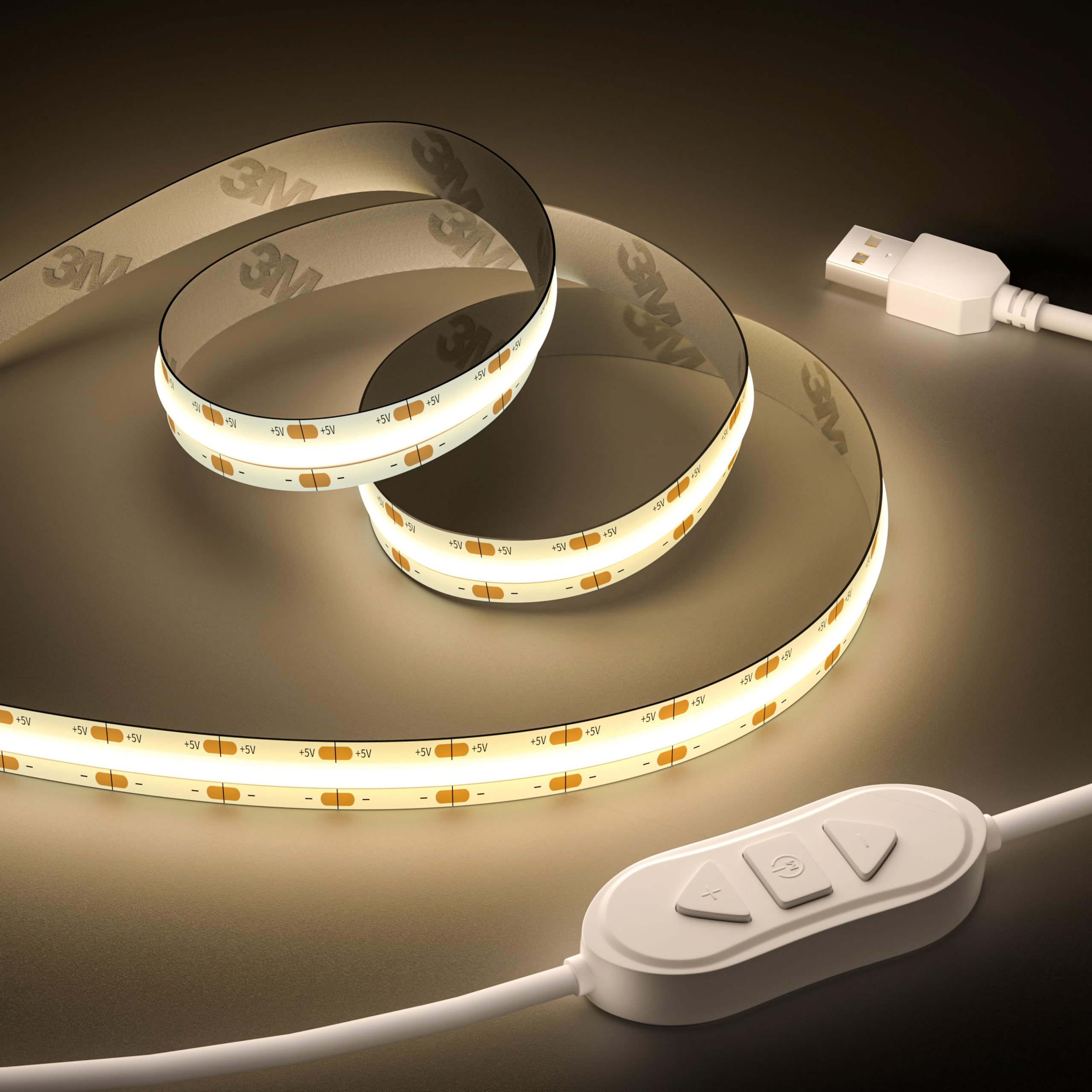 OULARA USB COB LED Streifen 5V Natürliches Weiß 4000K,3M dimmbare 960LEDs COB LED Band Licht, Flexibler LED Strip Mit Speicher Funktion für TV Hintergrund beleuchtung,Schlafzimmer,Spiegel