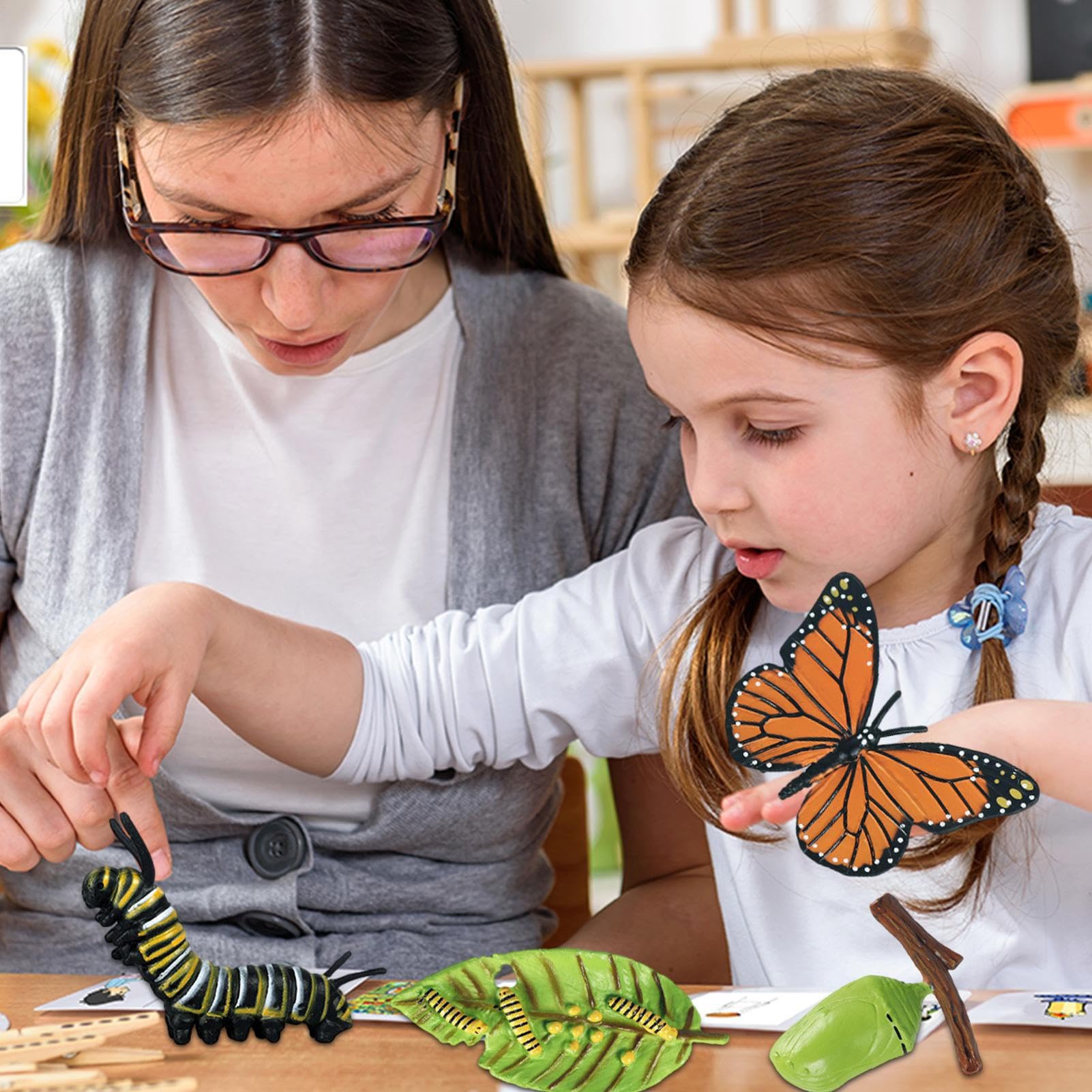 Insectss Life Cycle Figurines - Educational Biological Growth Stages, Realistic Hand-Painted Learning Models, Durable Odourlesss PP Plasticss Build, 4 to 5 Piece Development Sets - for Kids 3 Years — view 6