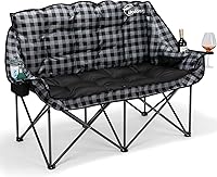 Vista 10 de Silla de Camping para 2 Personas Silla de Camping Loveseat Silla de Camping Doble Plegable Extra Grande Silla de Camping Resistente Silla