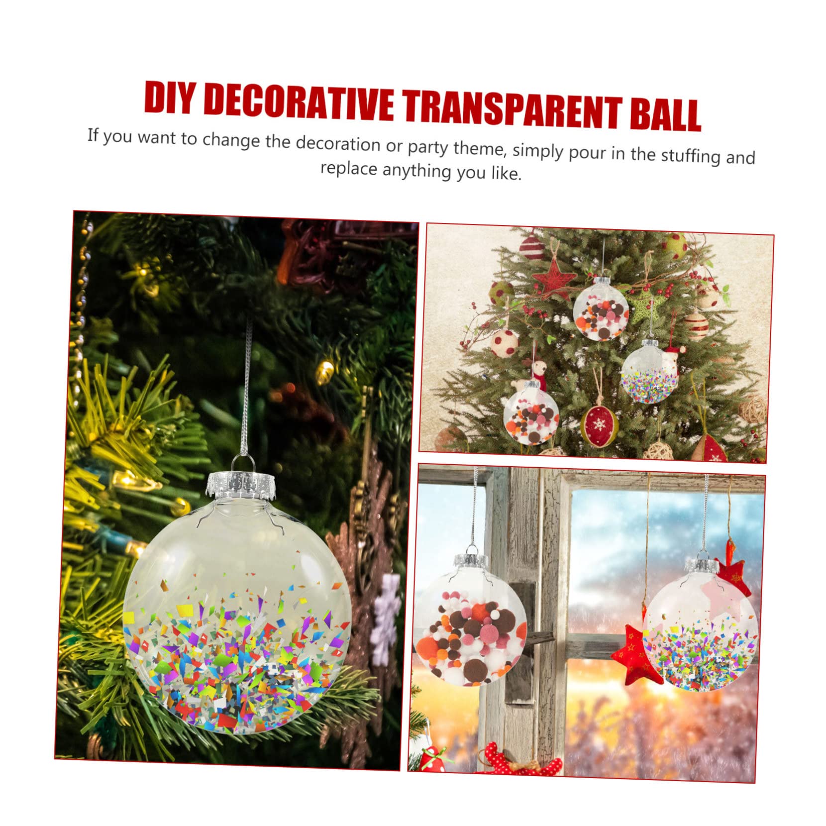 TOPBATHY 18 Piezas Bolas Planas navideñas Bolas navideñas rellenables Adornos navideños de Burbujas Transparentes Navidad Bolas navideñas Personalizadas Christmas Tree Adorno de Bola Pelota