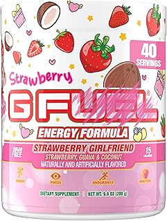 Strawberry Girlfriend Energy Drink Powder, Pre Workout Caffeine Mix for Gaming, Sugar Free Focus Amino + Antioxidants, 9.9oz (Strawberry Guava, Coconut, 40 Servings)