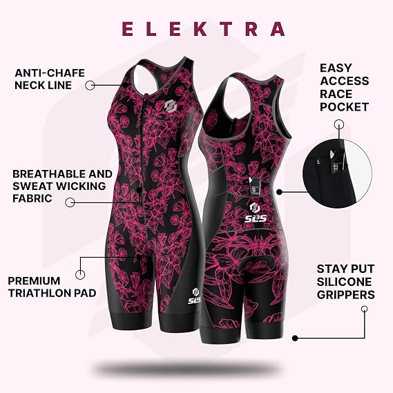 SLS3 Triathlon Suits Women - Sleeveless Pro Trisuit with Comfy Tri Chamois