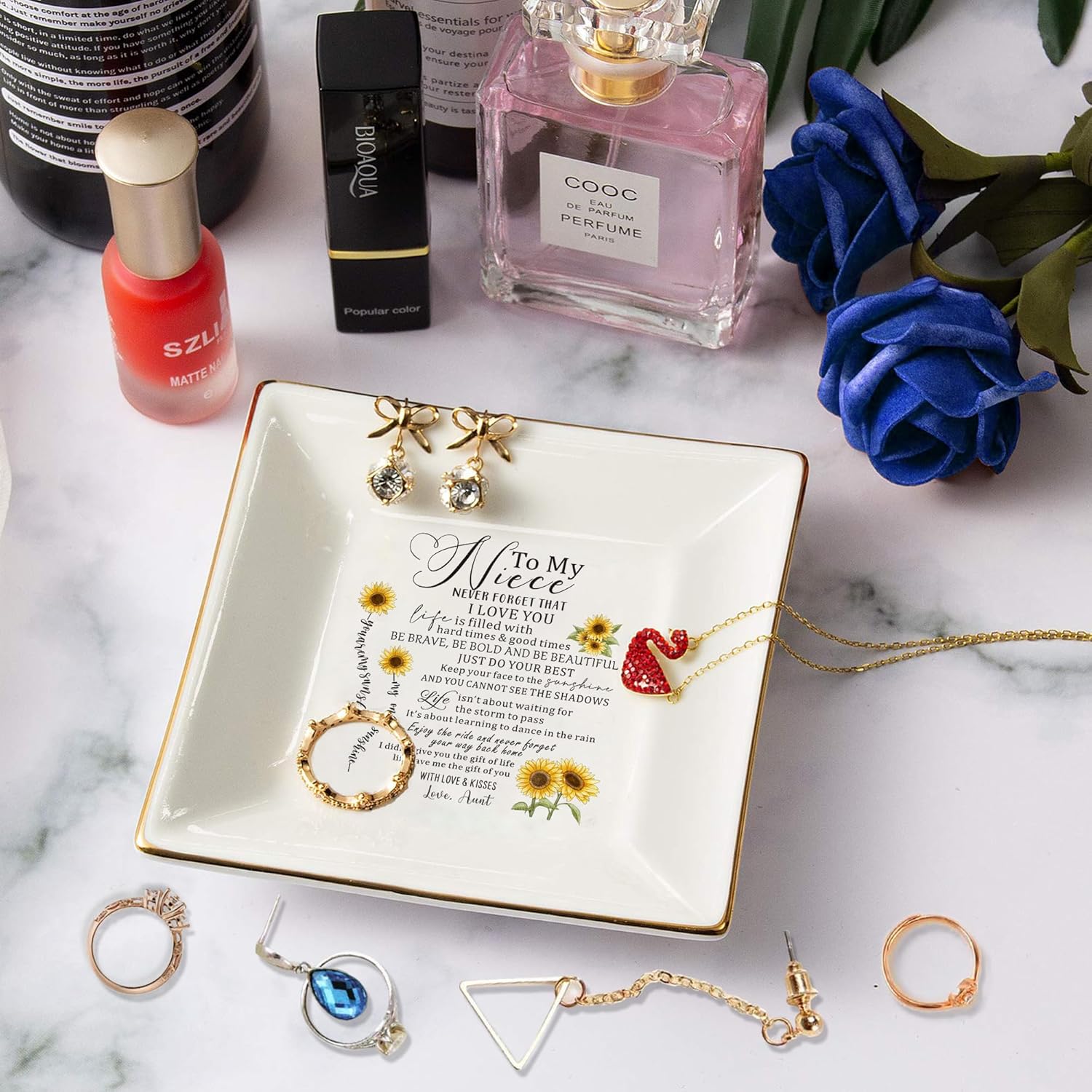 SUNBMO Ceramic Jewelry Dish - Birthday & Christmas Gifts for Niece from Auntie - Image 7