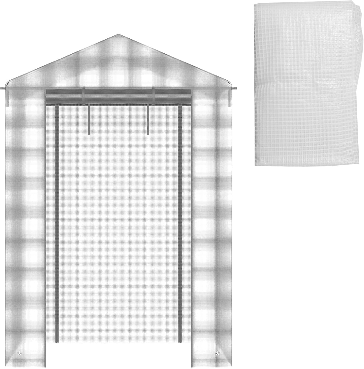 US Walk-in Greenhouse Cover Waterproof PE Greenhouse Replacement Cover with Roll-up Zipper Door UV-Resistant Small Warm House Planting Protective Cover Without Bracket 56.2x28.7x76.8inch(white)