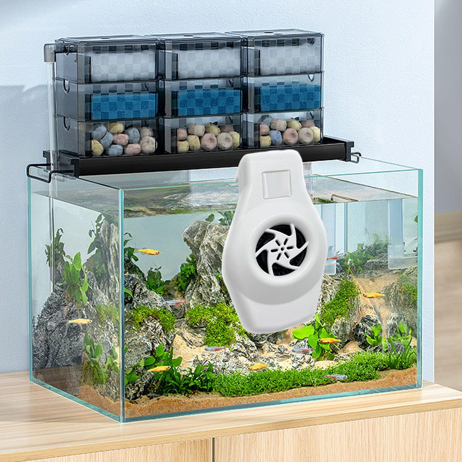 Gralara Aquarium Chiller Aquarium Kühl Temperaturlüfter Fischbecken Kühl mit Zwei Geschwindigkeiten aus PP für Aquarien, Weiß