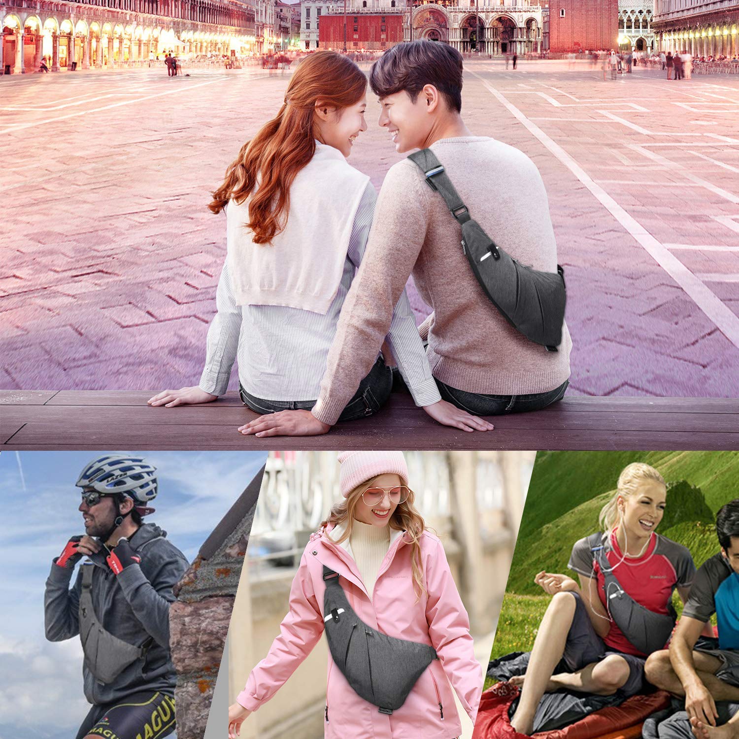 TOPNICE Sling Bag Crossbody Chest Shoulder Personal Pocket Bag Anti