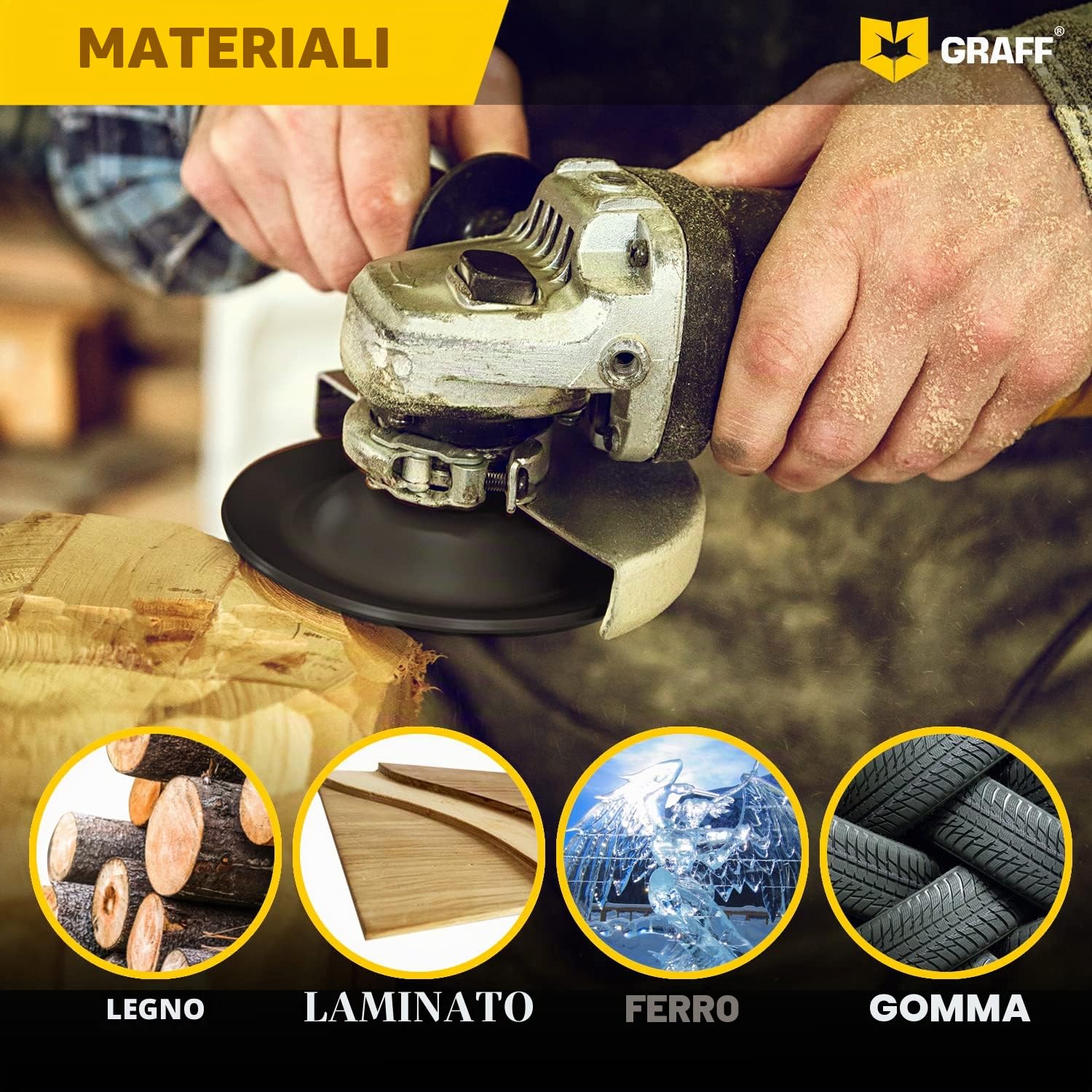 Intaglio Legno Mola Disco 115mm x 22.23mm – Disco Raspa per Intagliare e Levigatura Legno Conifere, Duro – Disco Abrasivo Lucidatura Modellatura – Mola per Smerigliatrice Angolare GRAFF