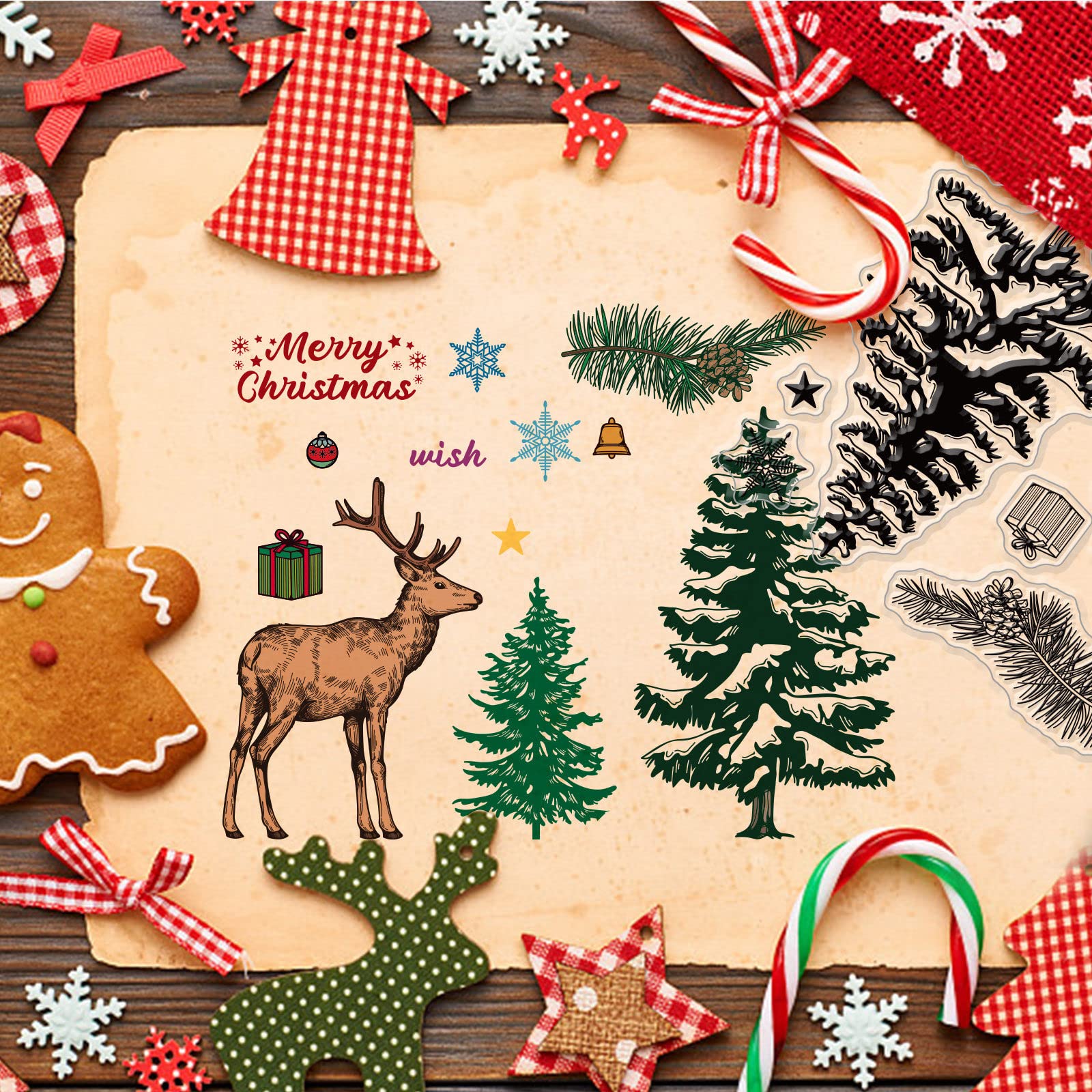 Amazon.co.jp: CRASPIRE クリアスタンプ メリークリスマス シリコン