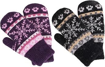 Verabella Womens Mittens Cold WeatherFair Isle Knit Sherpa Lined Winter Mittens
