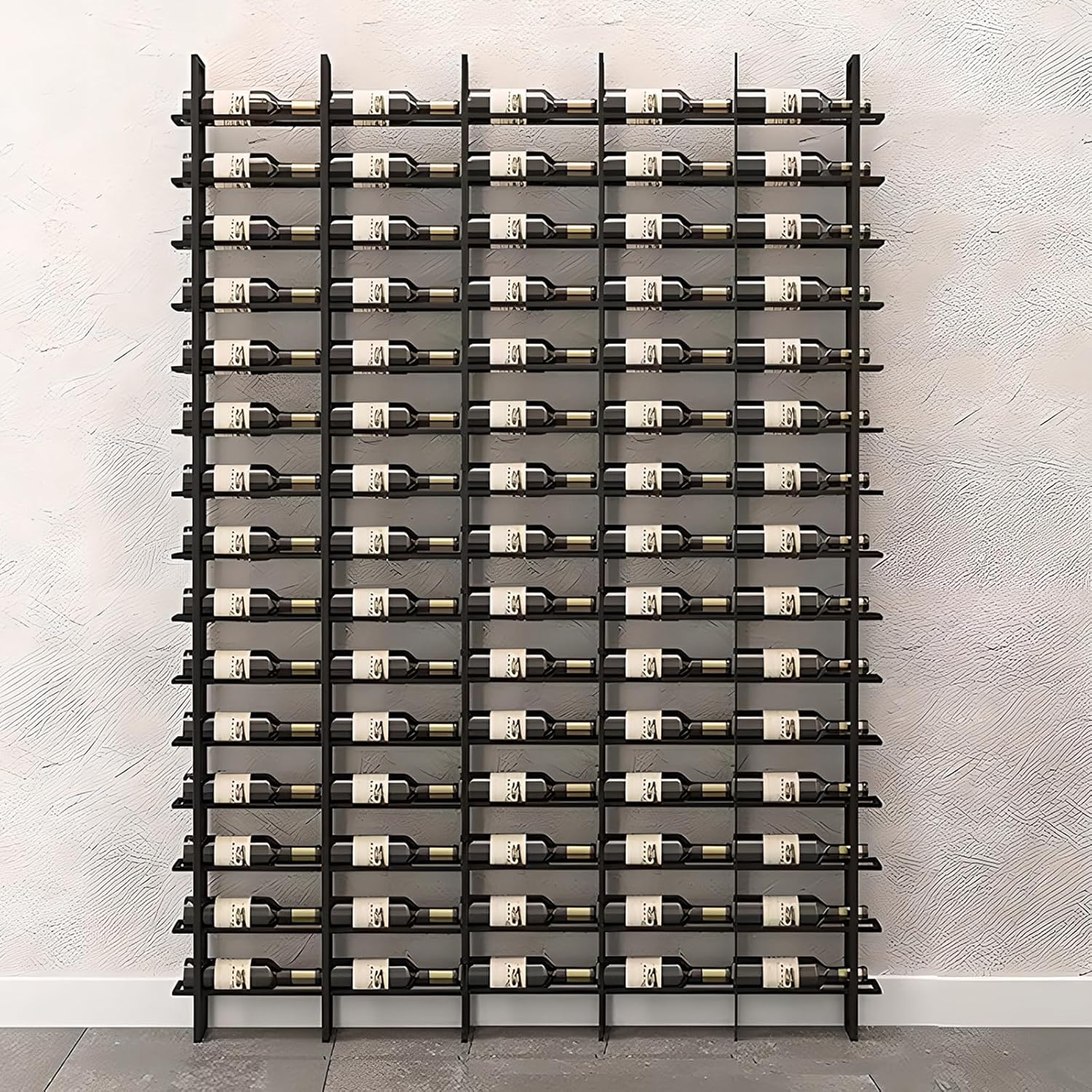 Large Wall Mount Wine Rack, 16 Tier 80 Bottle Wine Storage Organizer Display Holder, Modern Metal Wine Storage for Wine Cellars, Home Bars, Kitchens, and Dining Rooms