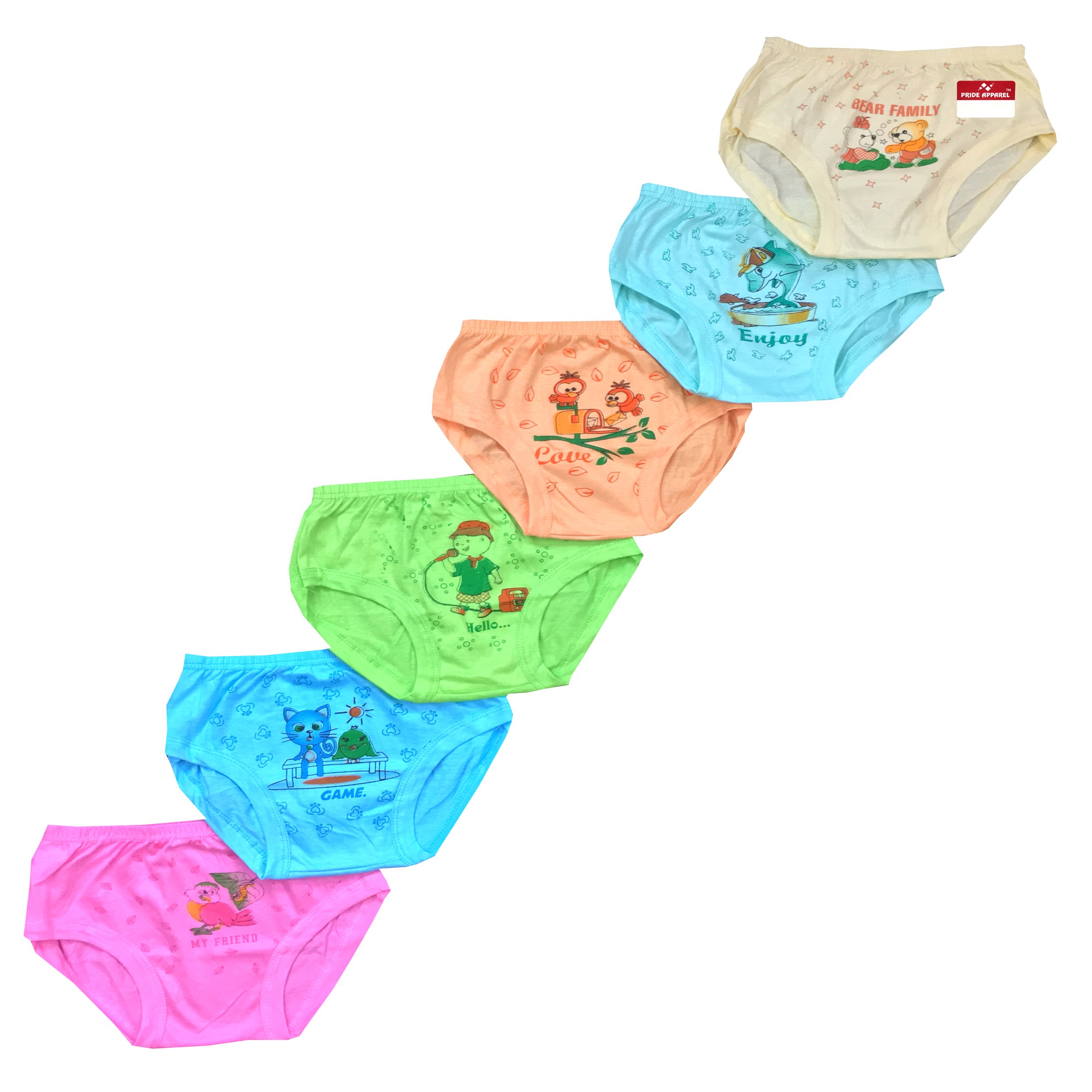 Pride ApparelNew Baby Innerwear, Cool Cotton Girls Brief Unisex (Pack of 6)