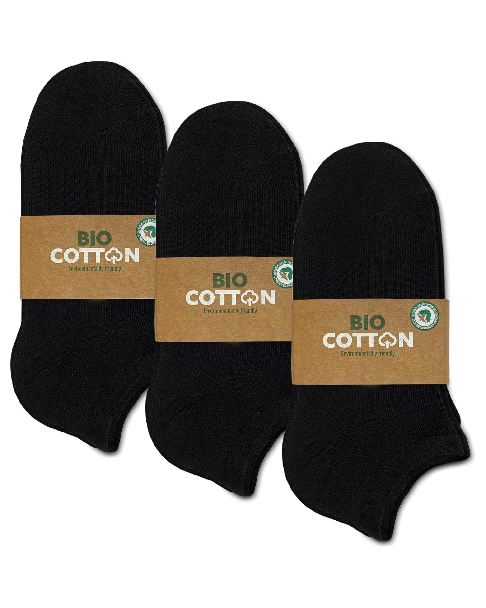 Mehrstrumpf Boys 12 Pairs (Black) 8/12 Pairs Children 100% Organically Grown Sneaker Socks & Girls Without Seam (Model: Biolivia), 27-30