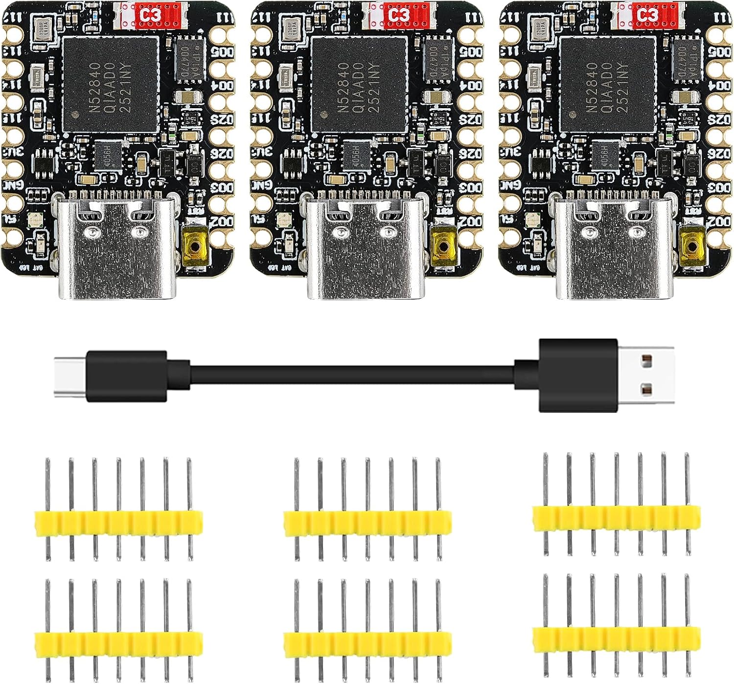 3PCS NRF52840 Development Board with Bluetooth 5.0 NFC Type-C Charging Module 14 GPIO Pins Compatible with Arduino IDE MicroPython CircuitPython