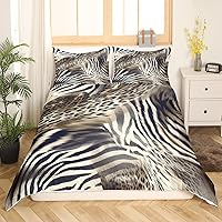 Vista 1 de Juego de funda de edredón con estampado de leopardo, estampado de animales, guepardo, King, para niños, hombres y mujeres, funda de edredón de lujo
