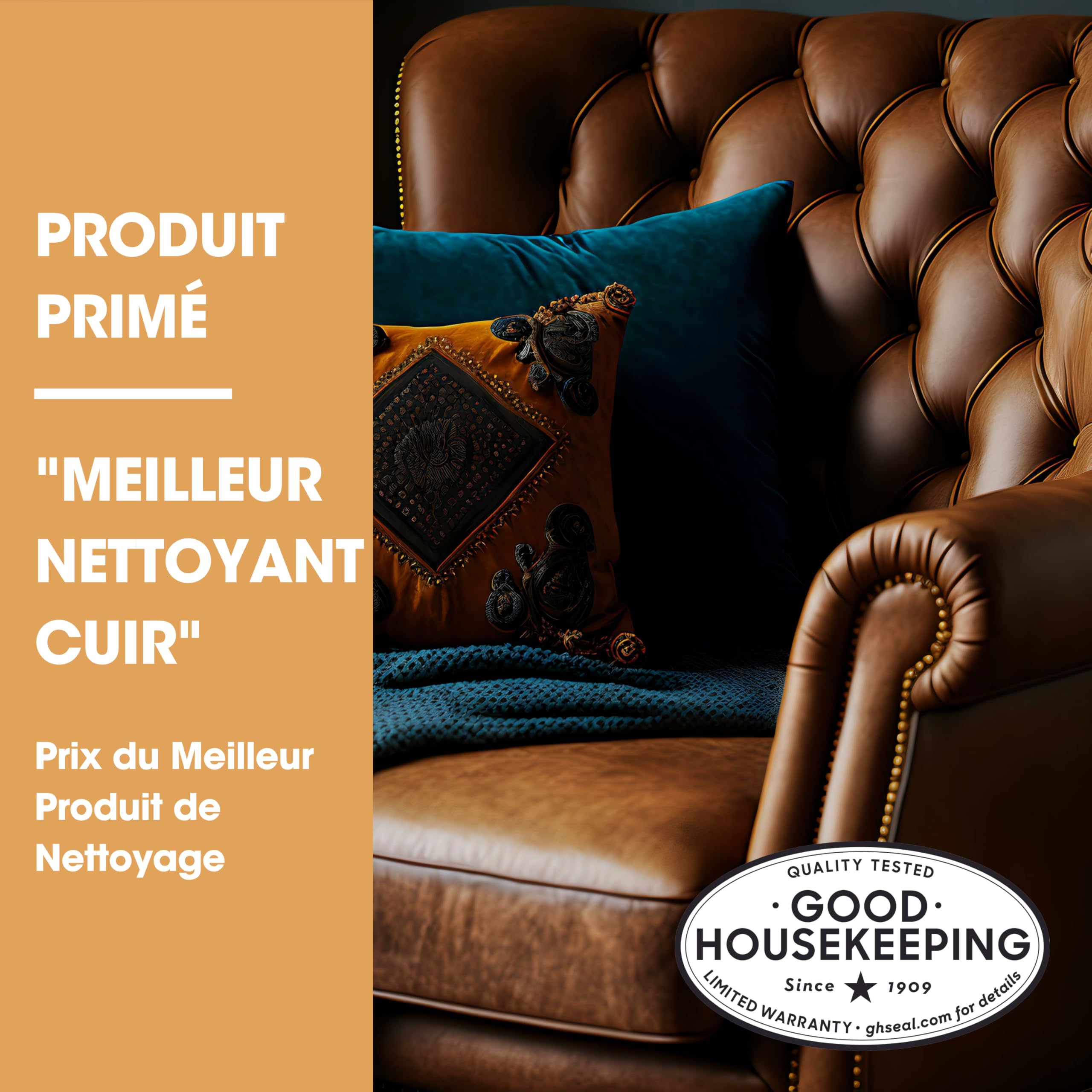 Furniture Clinic Kit d’Entretien Complet du Cuir Nettoyant Cuir & Crème Protectrice Cuir pour Canapés, Sièges de Voiture | Nettoyant Cuir Ultra 500 ML & Conditionneur Cuir 500 ML, Éponges